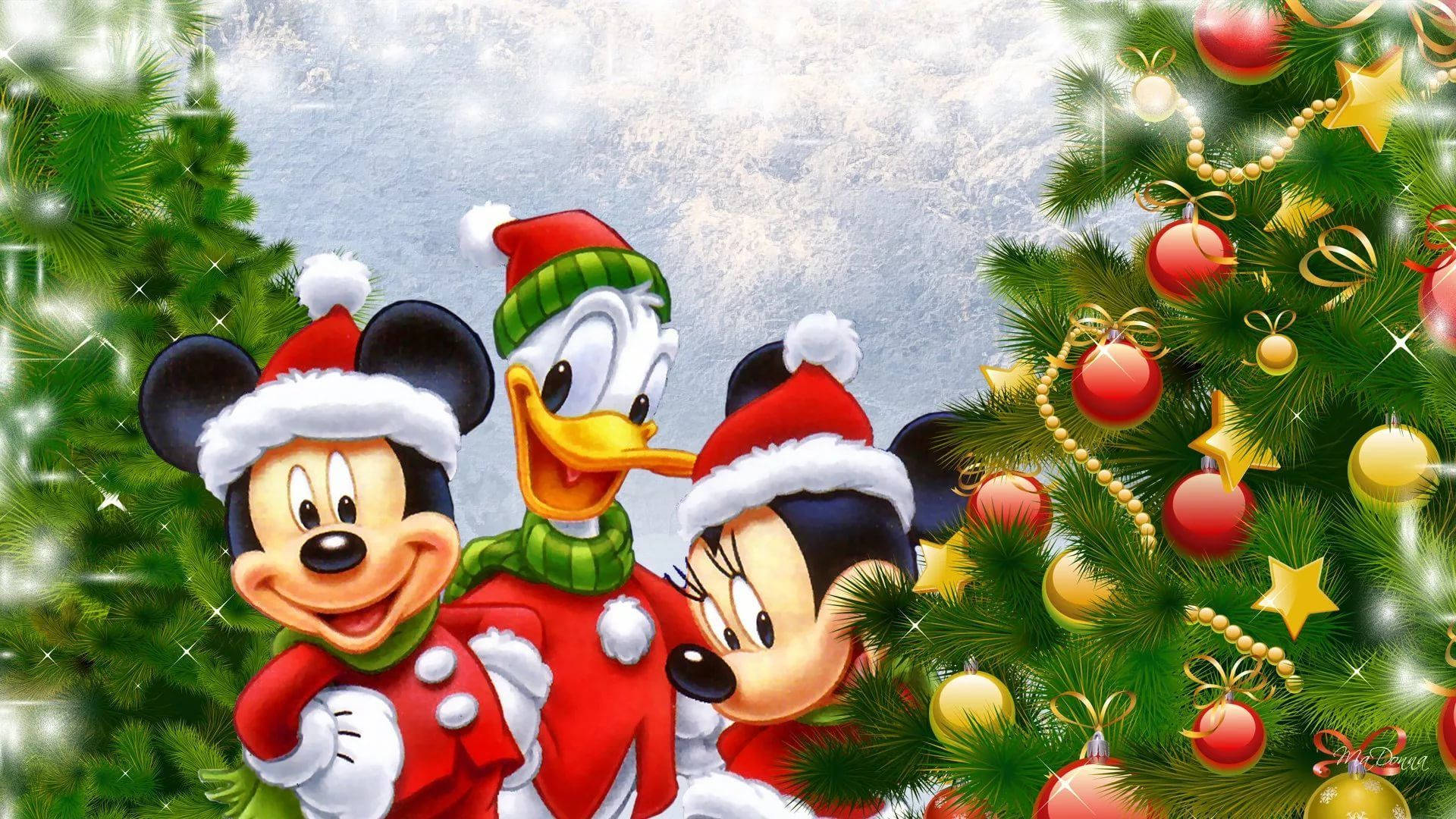 Disney 1920x1080 HD Mickey Mouse og venner juletræer Wallpapers