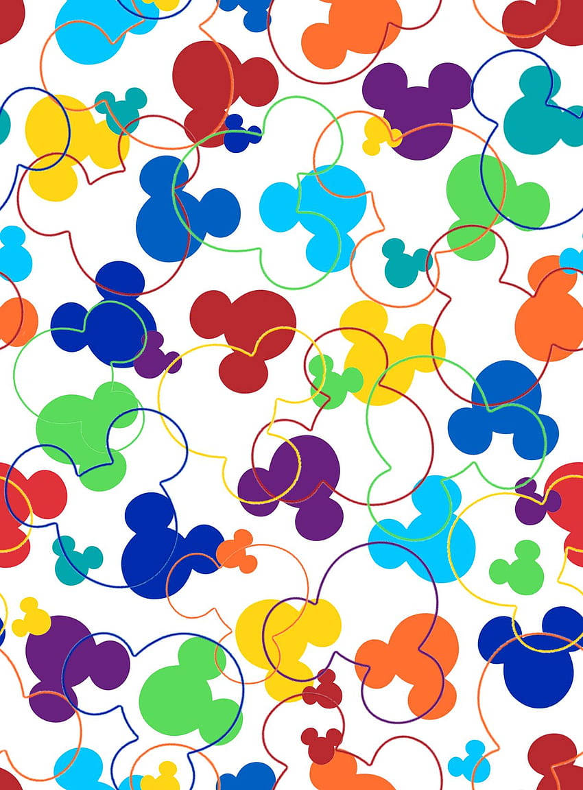 Disney mønster med farverige Mickey Mouse hoveder Wallpapers
