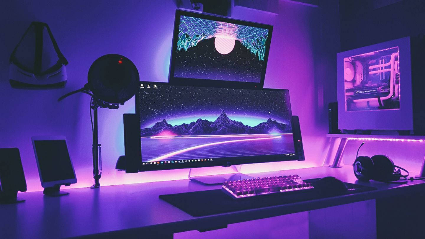 Dobbelt stablet skærmopsætning til gaming Wallpapers