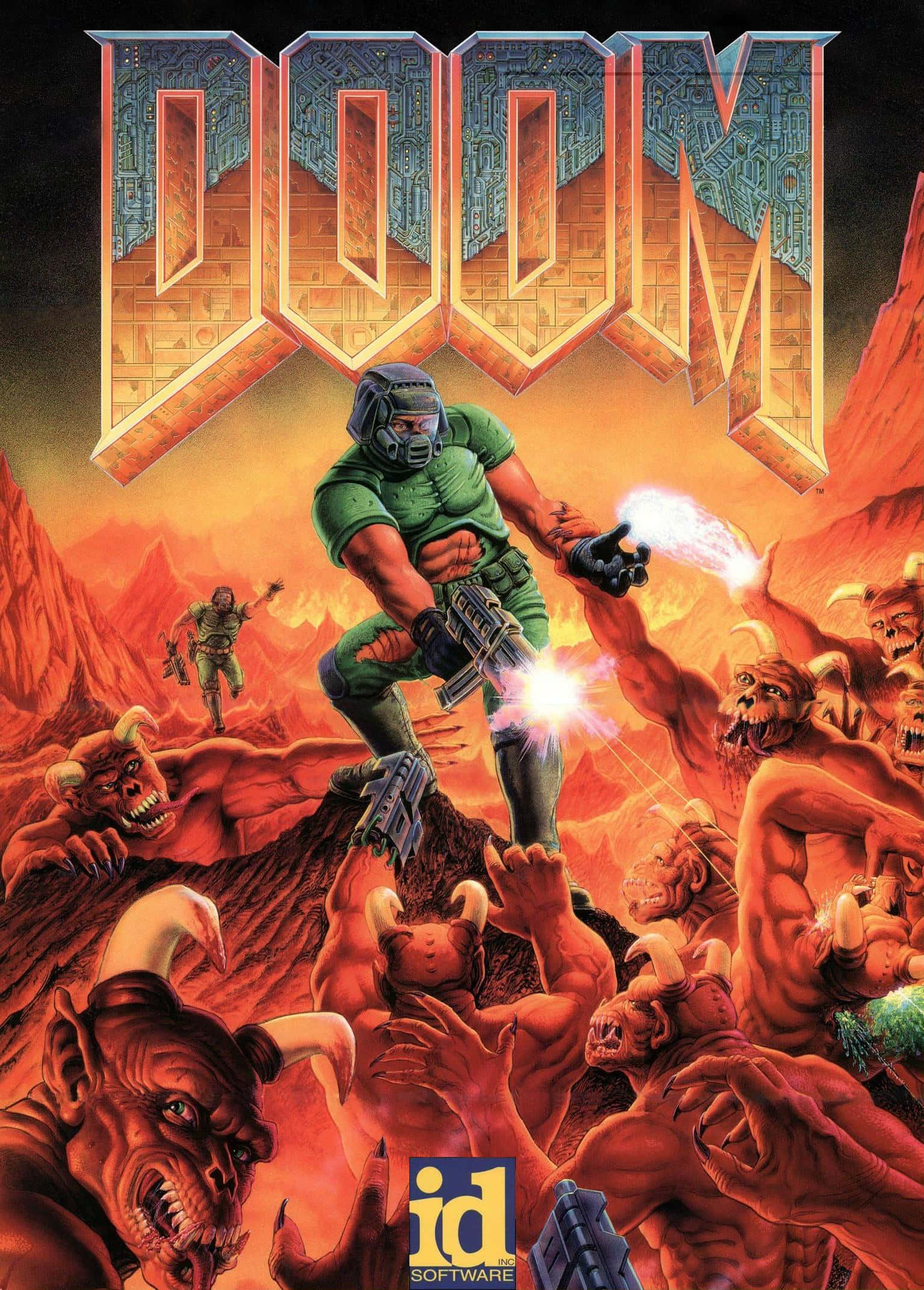 Doom Guy Bekæmper Monster Pixel 3xl Doom Eternal Baggrund Wallpapers