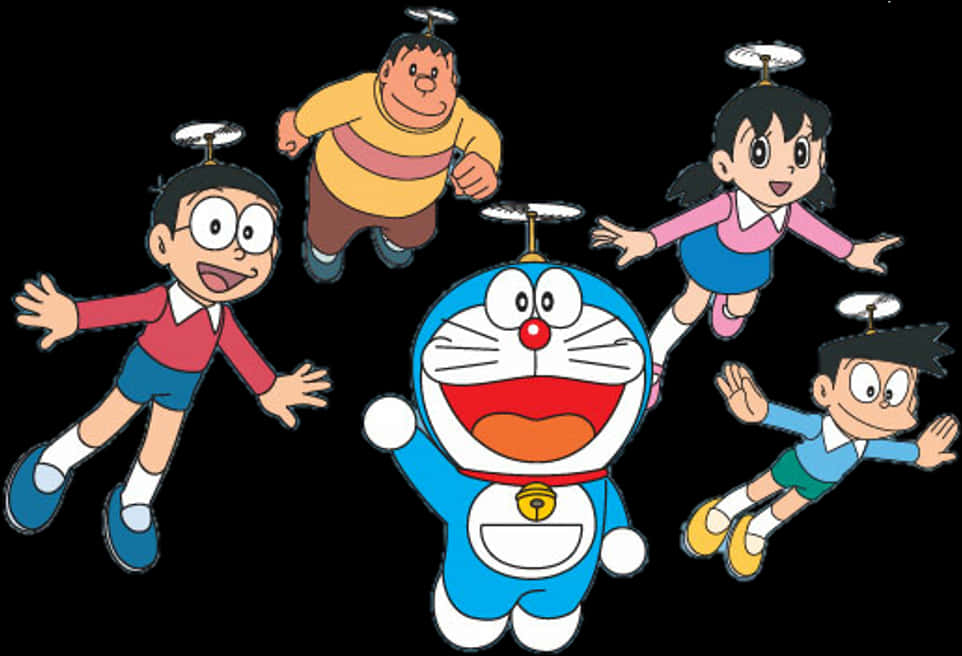 Doraemon og venner flyver Wallpapers
