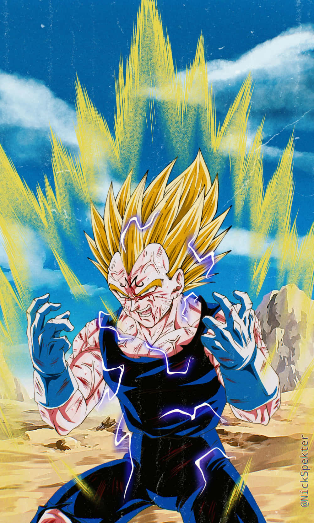 Dragon Ball Majin Vegeta Smilende og Oplader Wallpapers