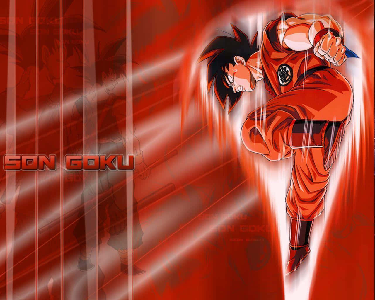 Dragon Ball Z Goku hoppende mod rød Wallpapers