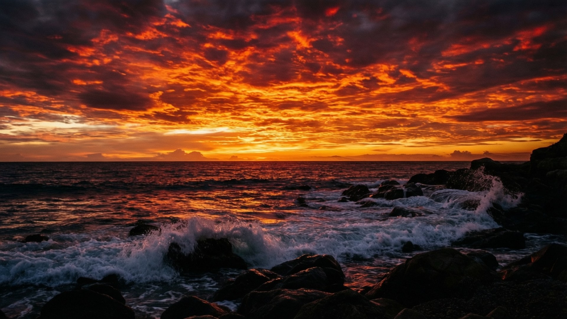 Dramatisk solnedgang over klipper Wallpapers