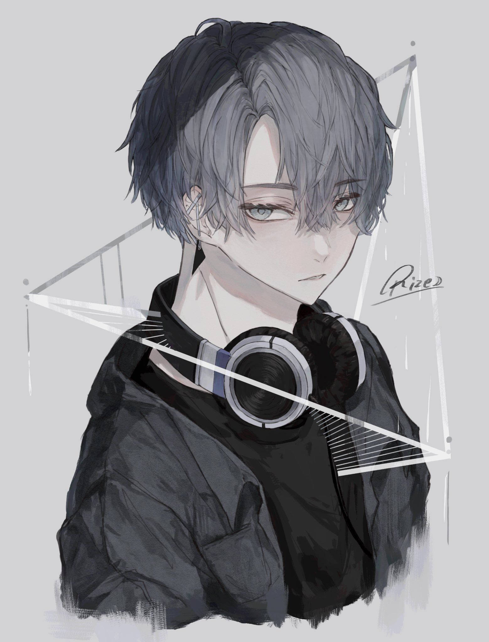 Dreng med Høretelefoner Edgy Anime Profilbillede Wallpapers
