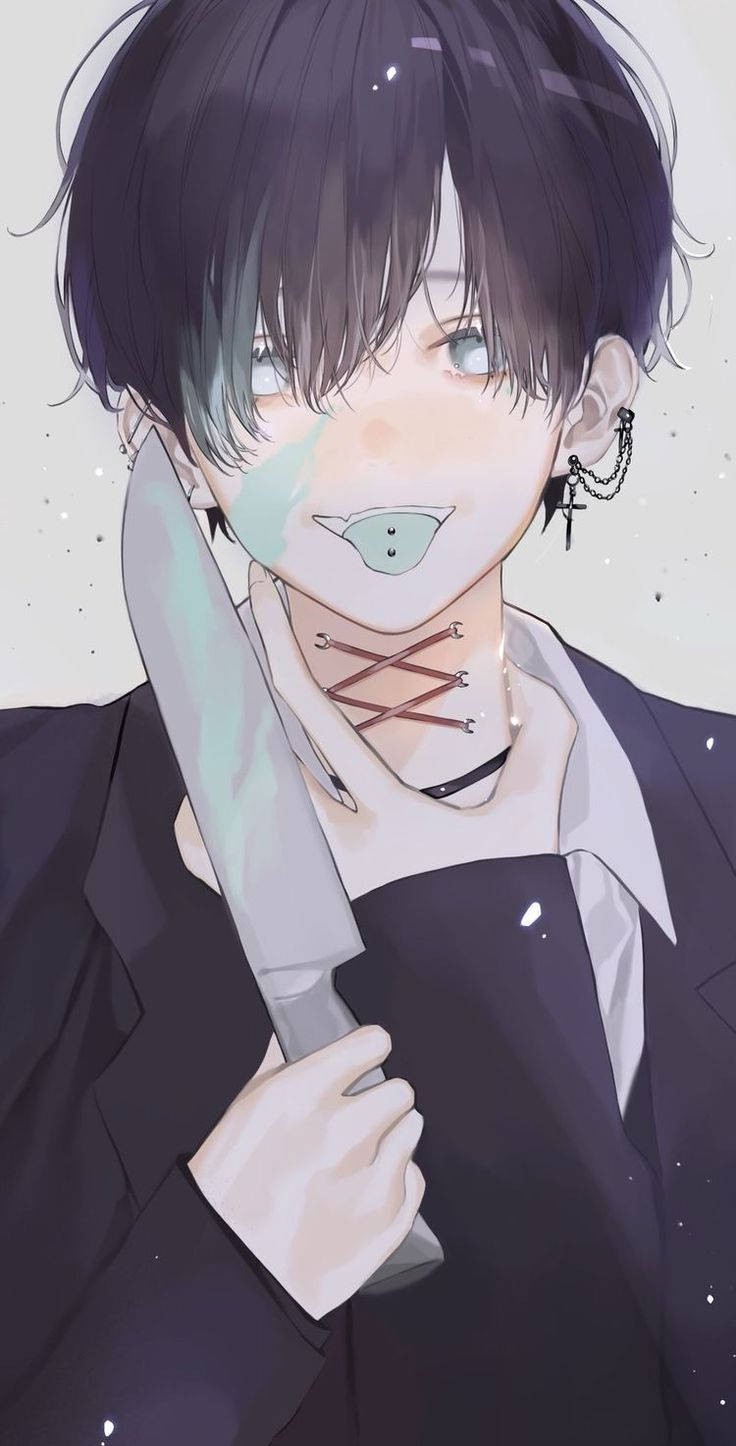 Dreng med kniv – kantet anime-profilbillede Wallpapers