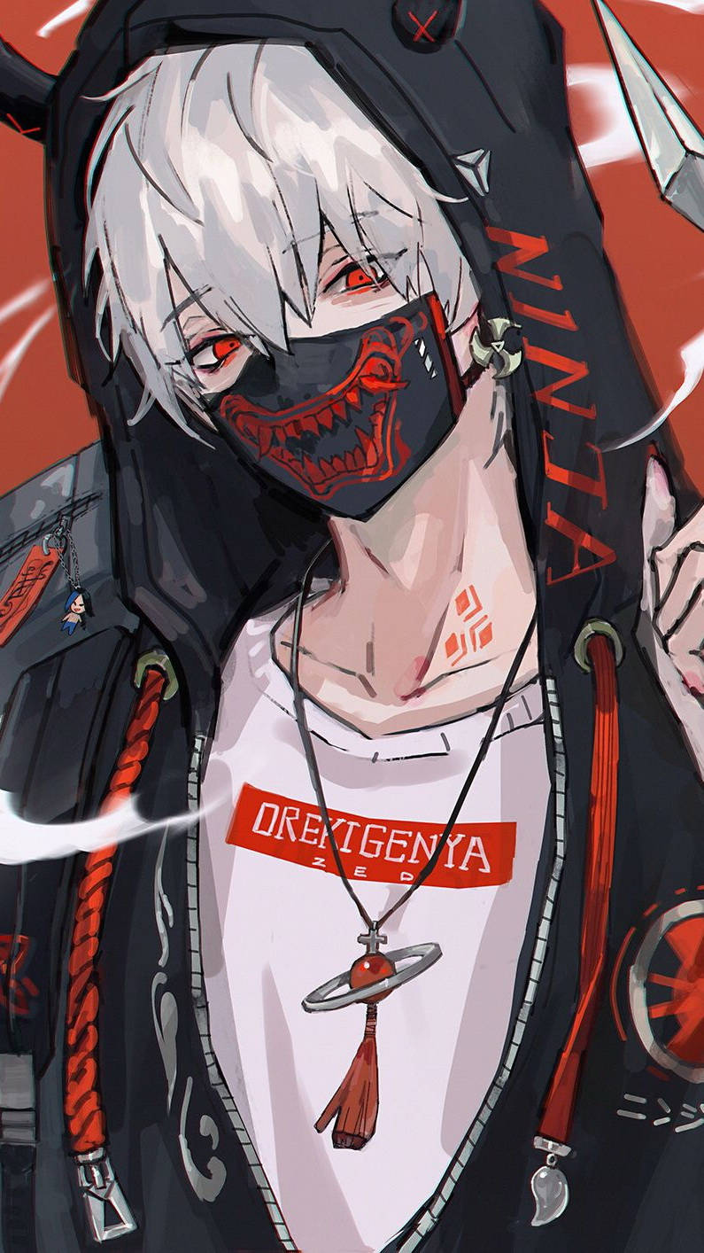 Dreng med maske kantet anime-profilbillede Wallpapers