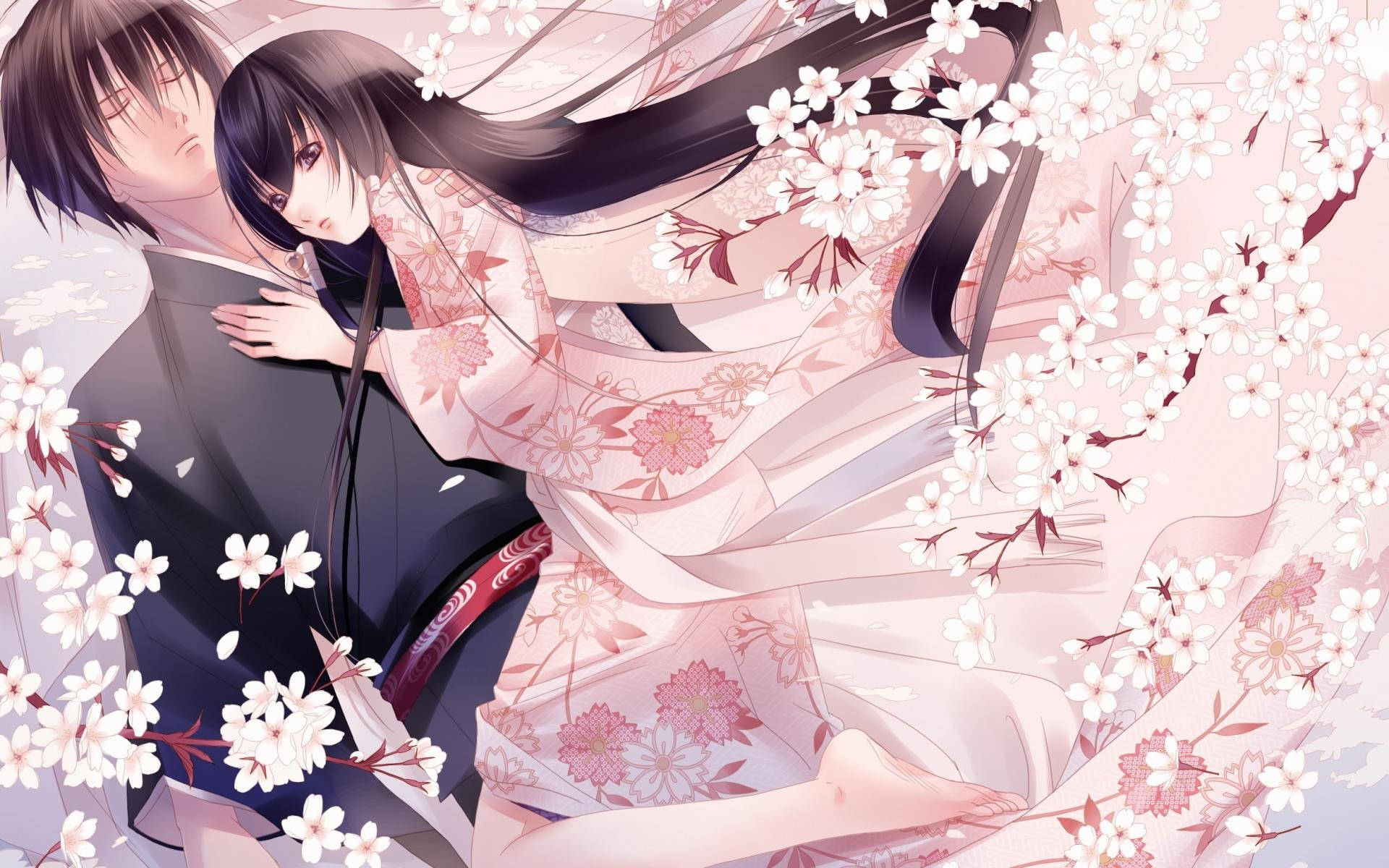 Dreng og pige anime kram Wallpapers