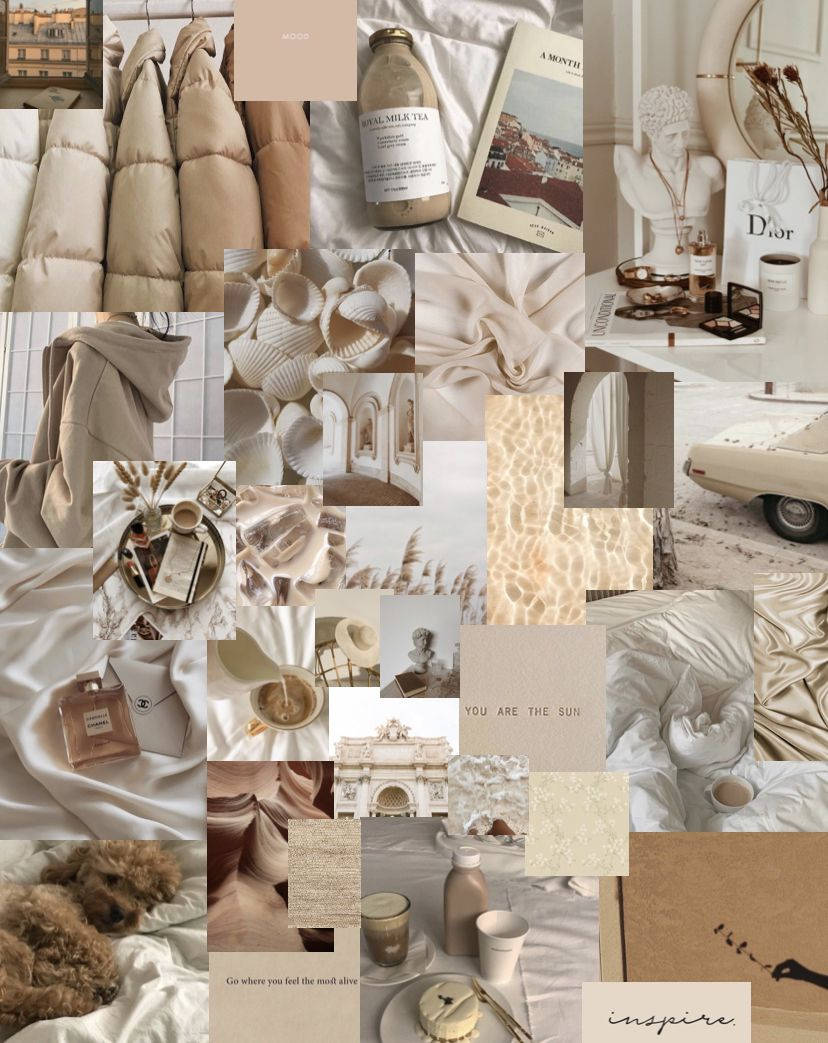 Drikkevarer Beige Æstetisk Collage Wallpapers