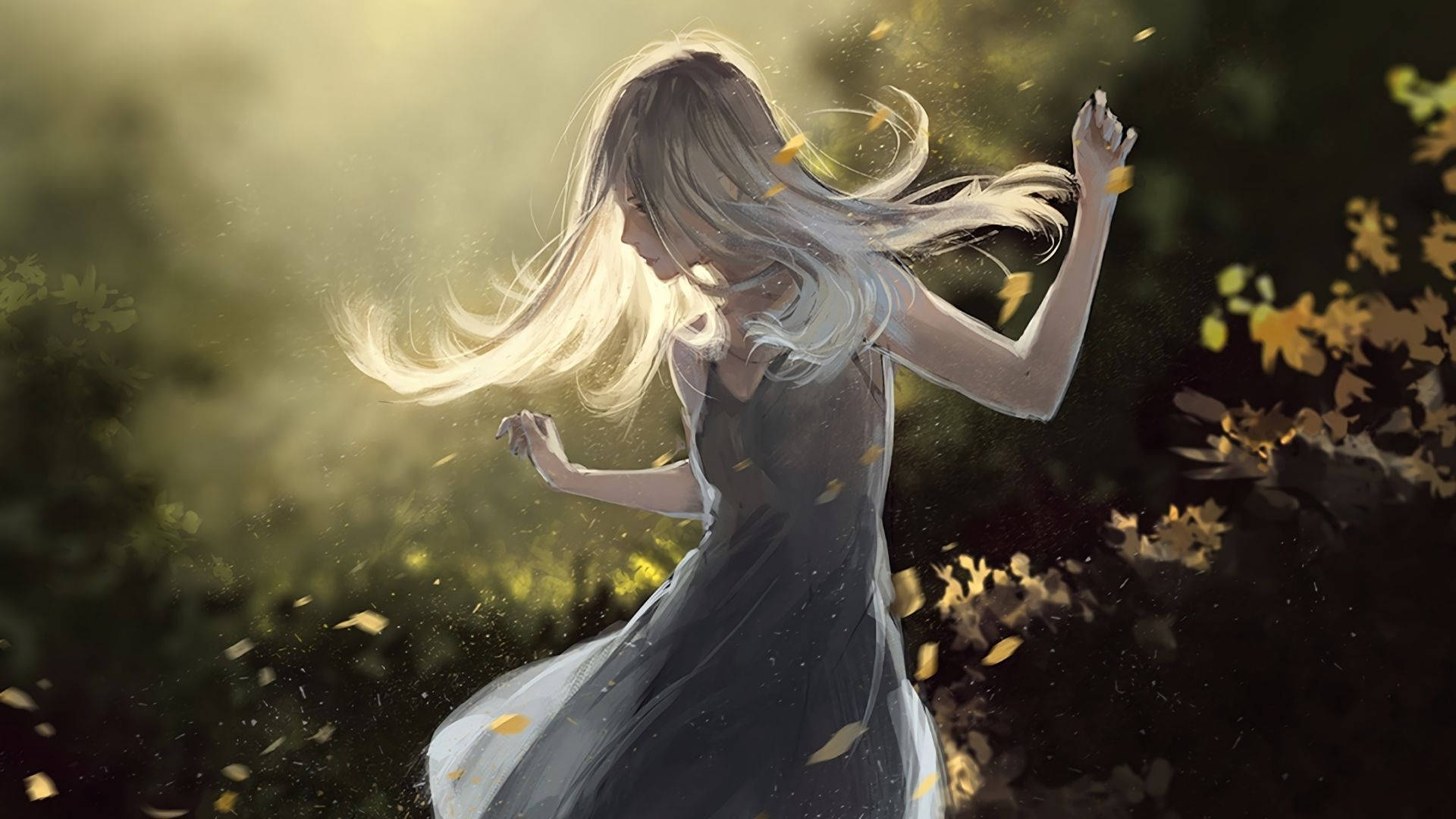 Drømmende animepige danser Wallpapers