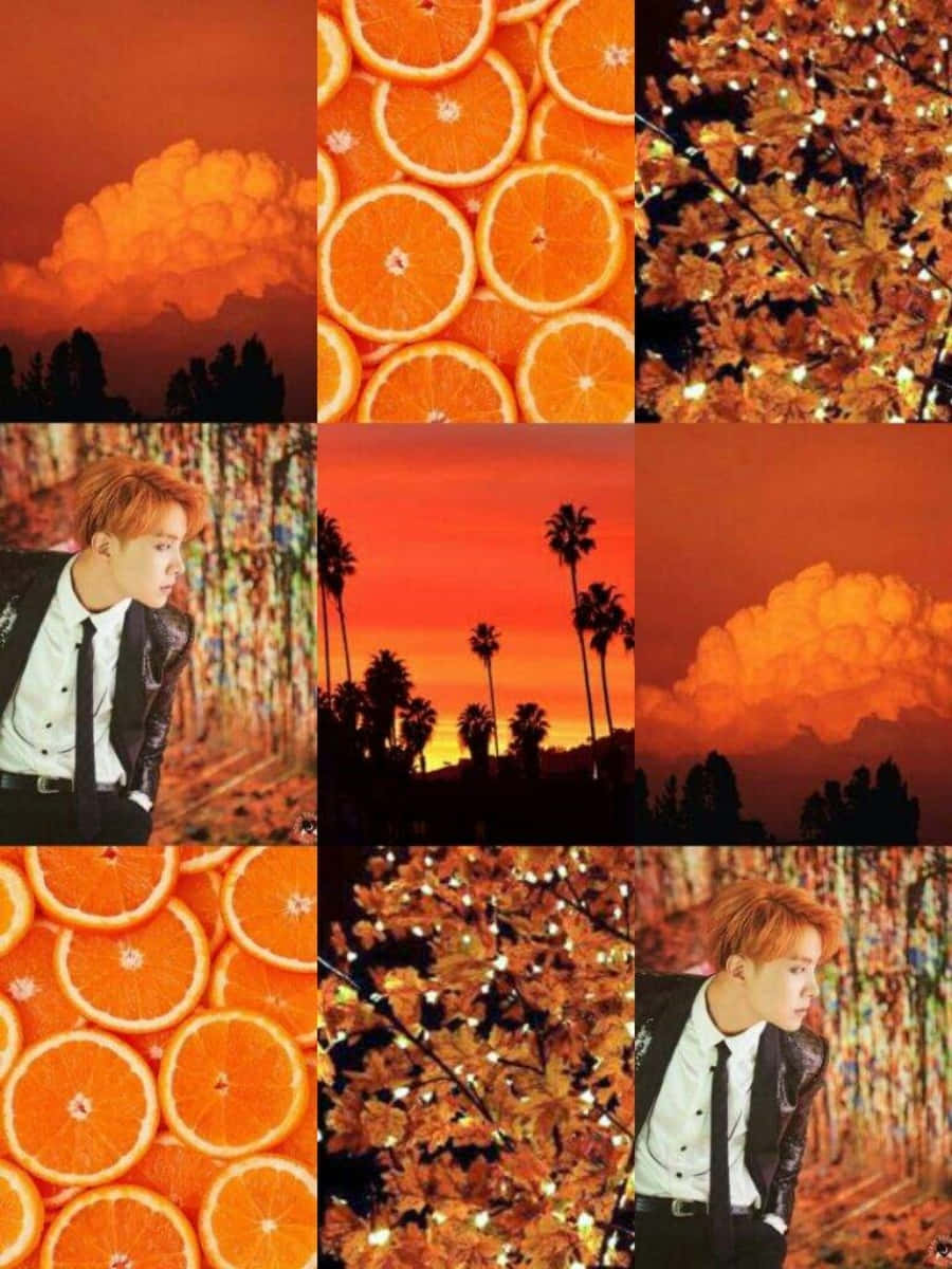 Drømmende, orange solnedgangsudsigt over en strand Wallpapers