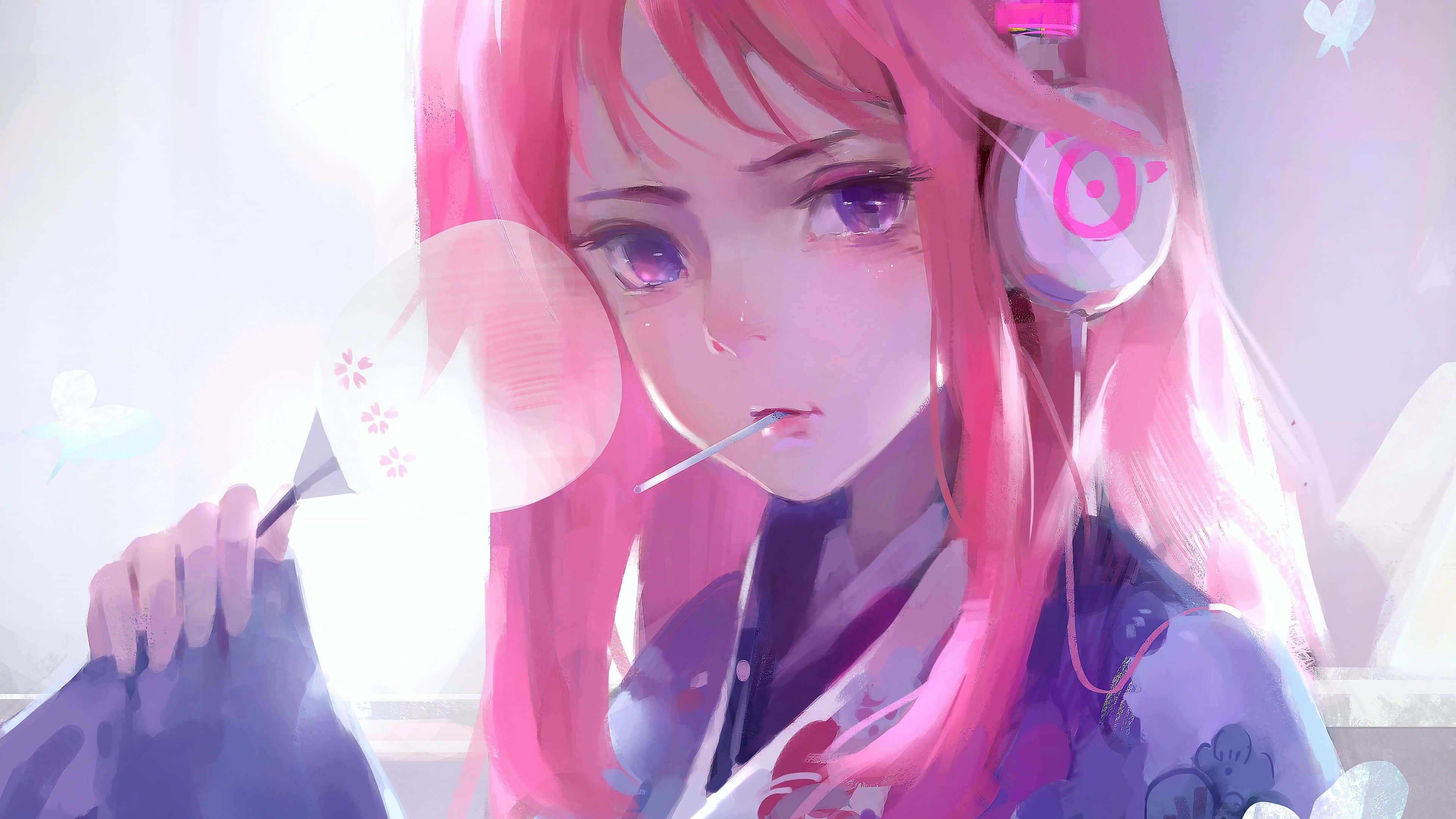 Drømmende pink anime æstetik Wallpapers