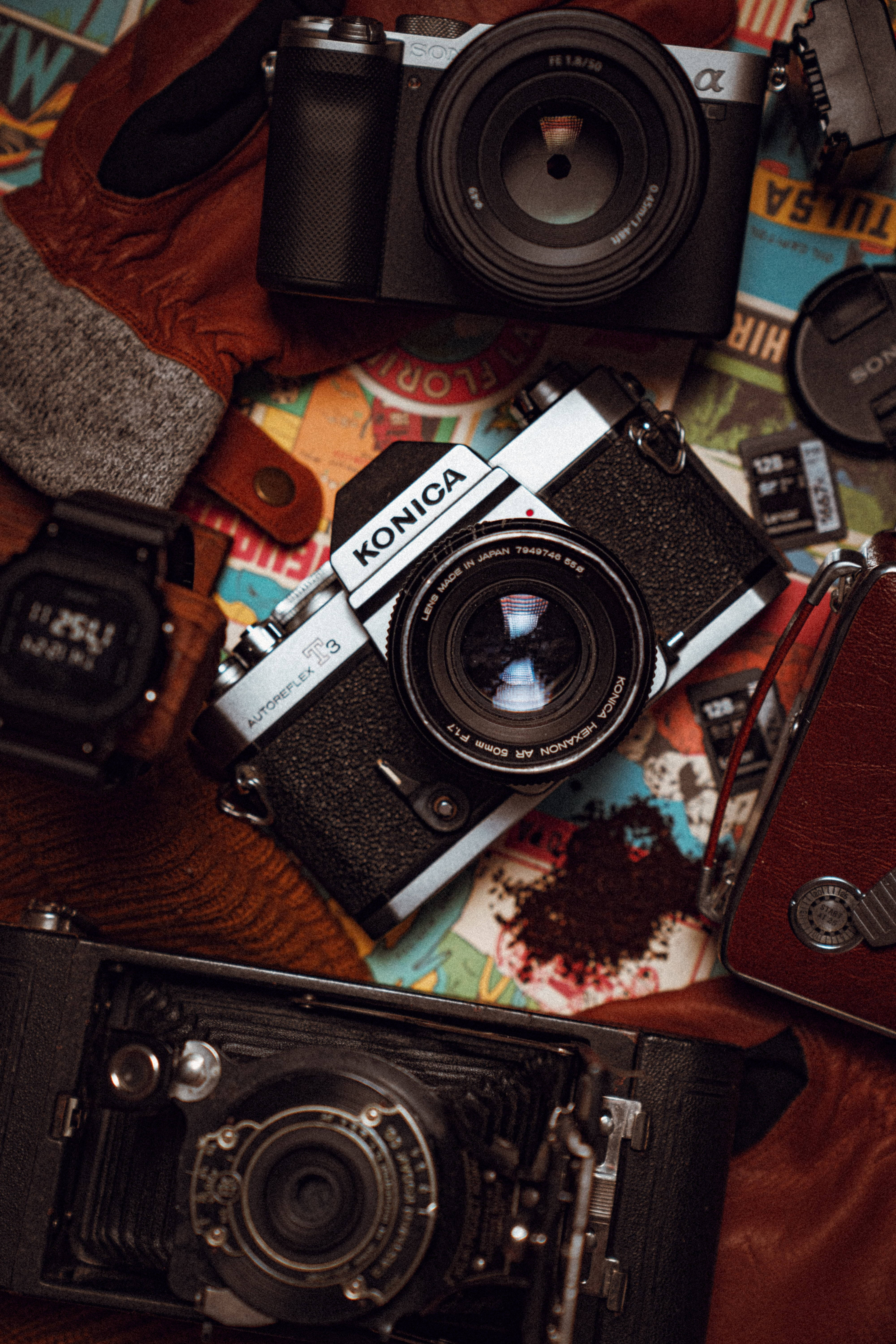 DSLR-kamera fladlayout æstetik Wallpapers