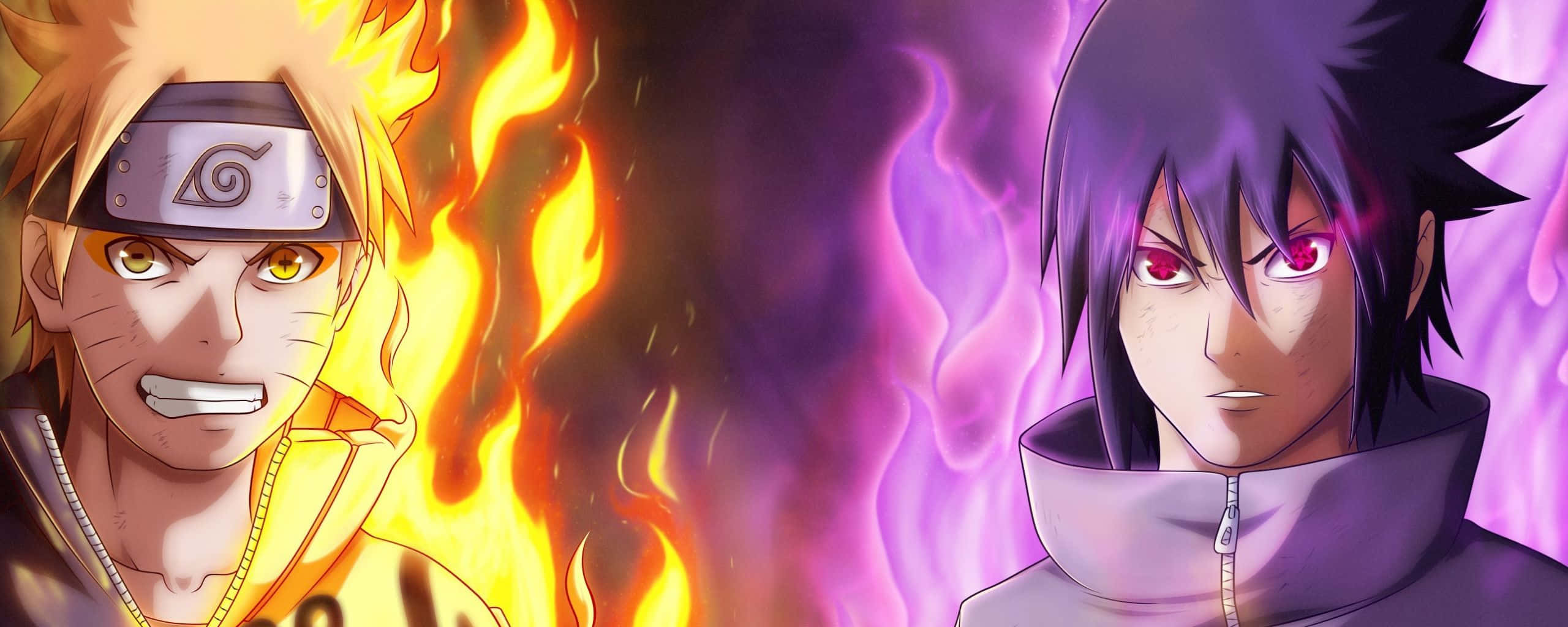 Dual skærm anime Naruto VS. Sasuke Wallpapers