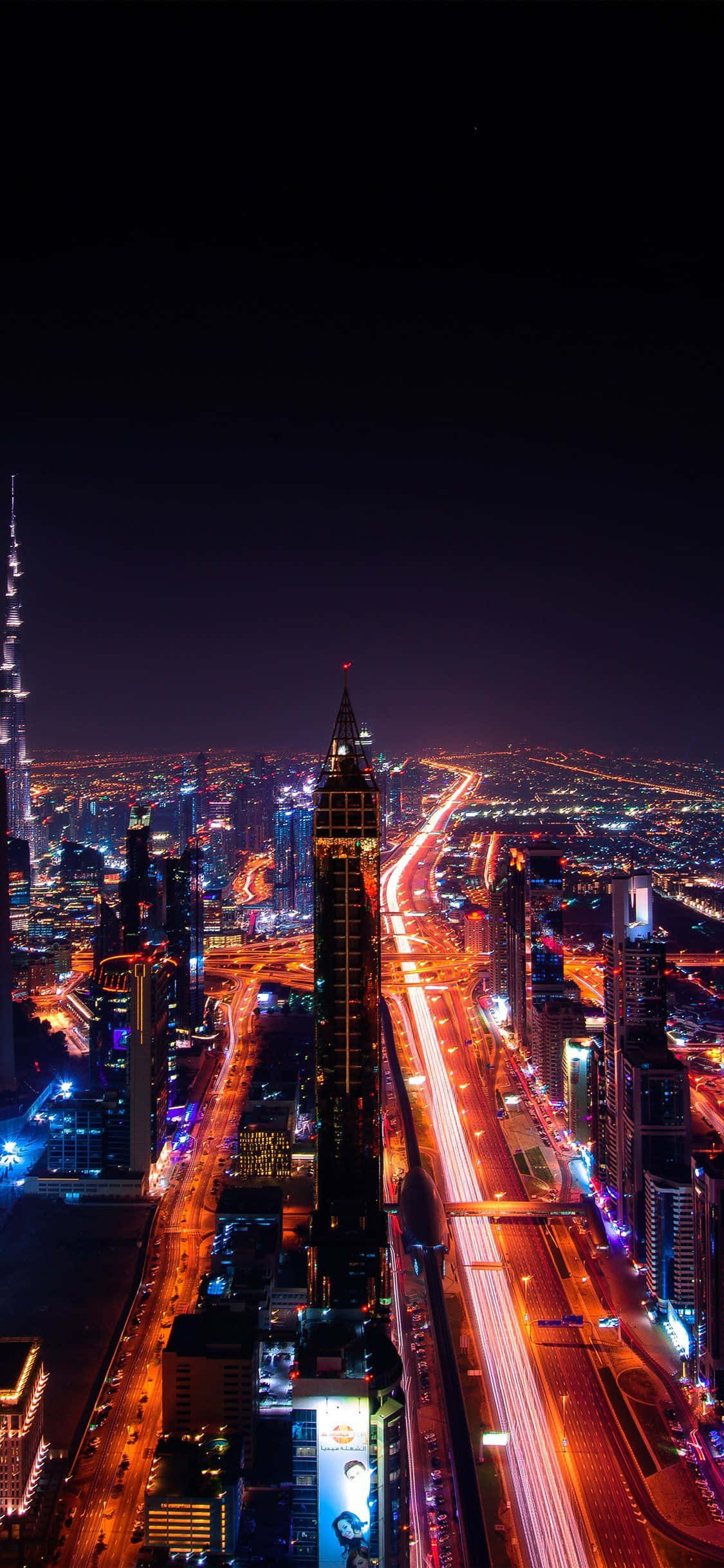 Dubai City iPhone Display Om Natten Wallpapers