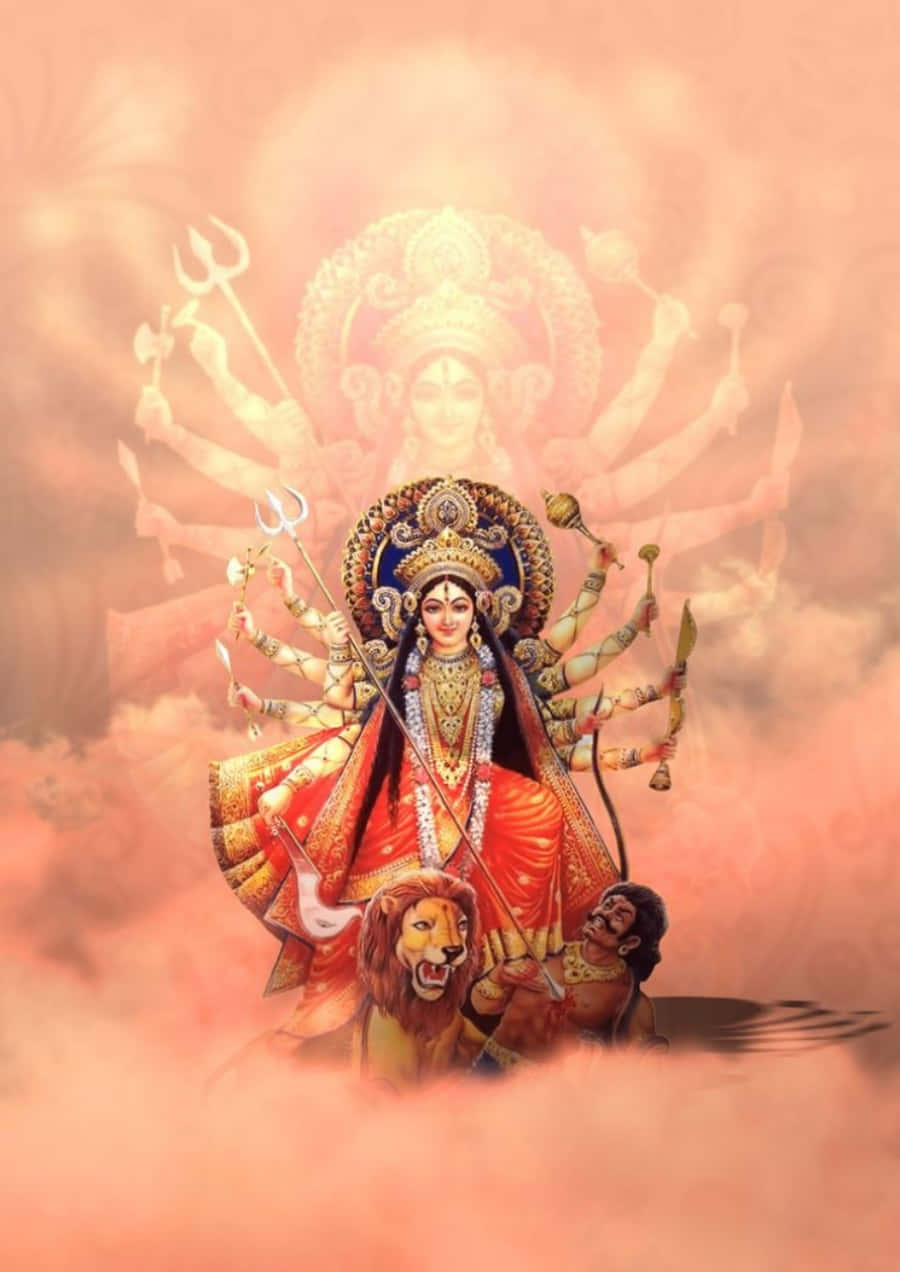 Durga Maa på skyet himmel Wallpapers