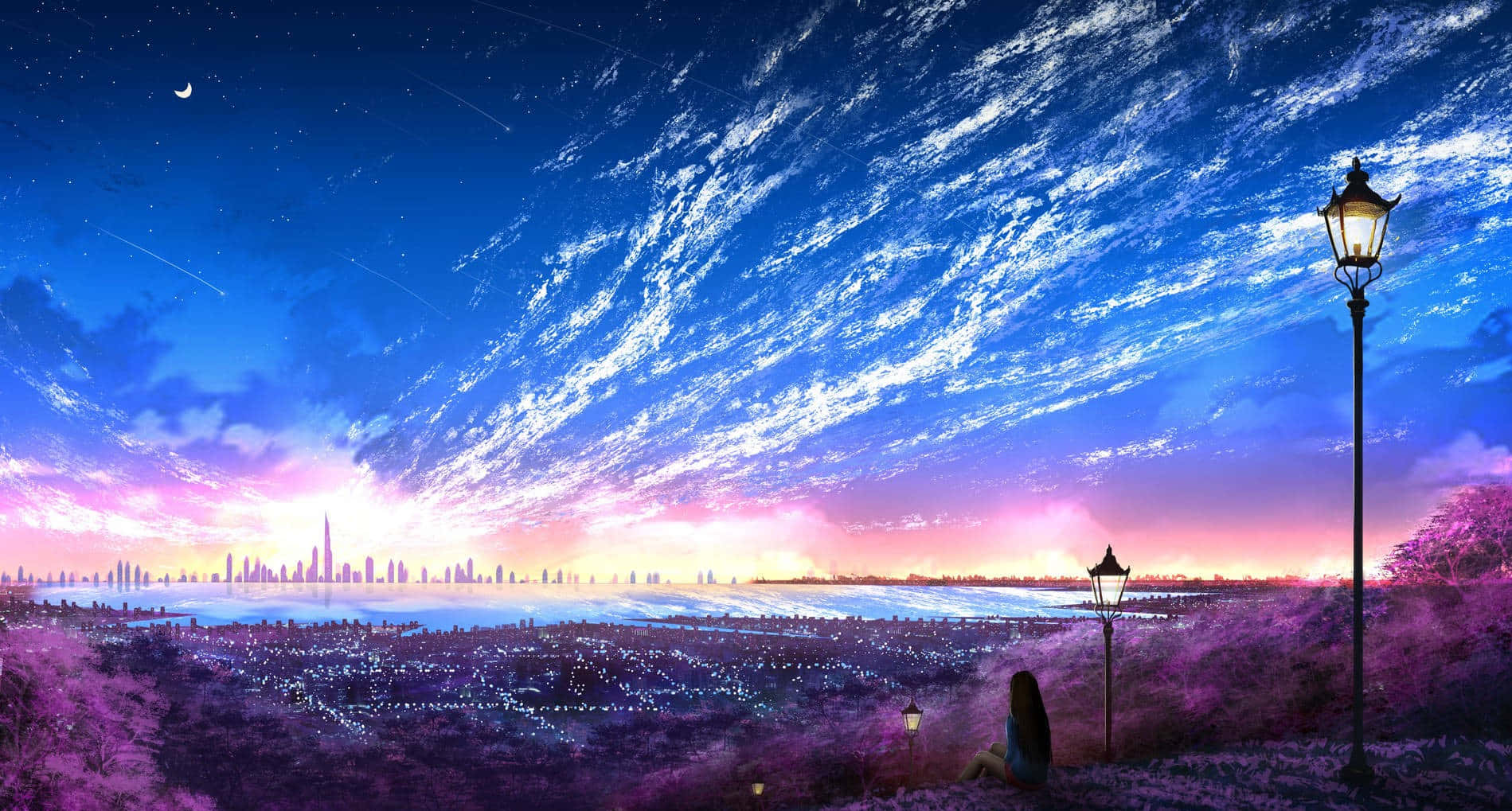 Dyk ned i den fortryllende verden af lilla anime Wallpapers
