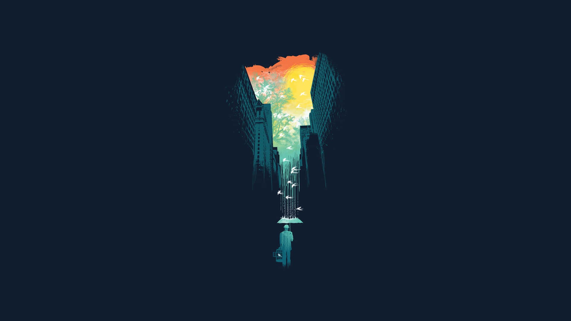 Dyster men levende by minimal baggrund Wallpapers