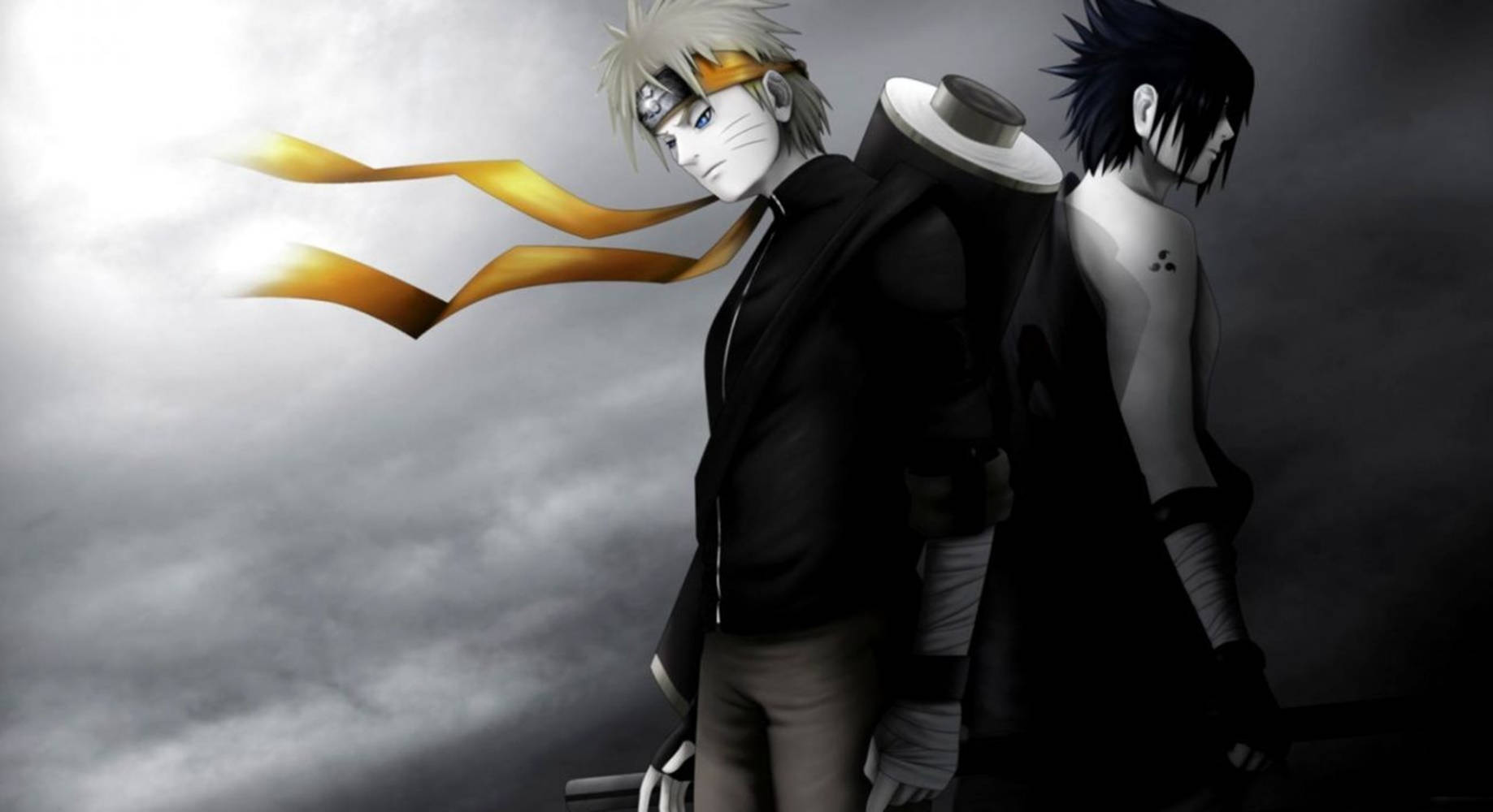 Dyster Sasuke Og Naruto Sort Wallpapers