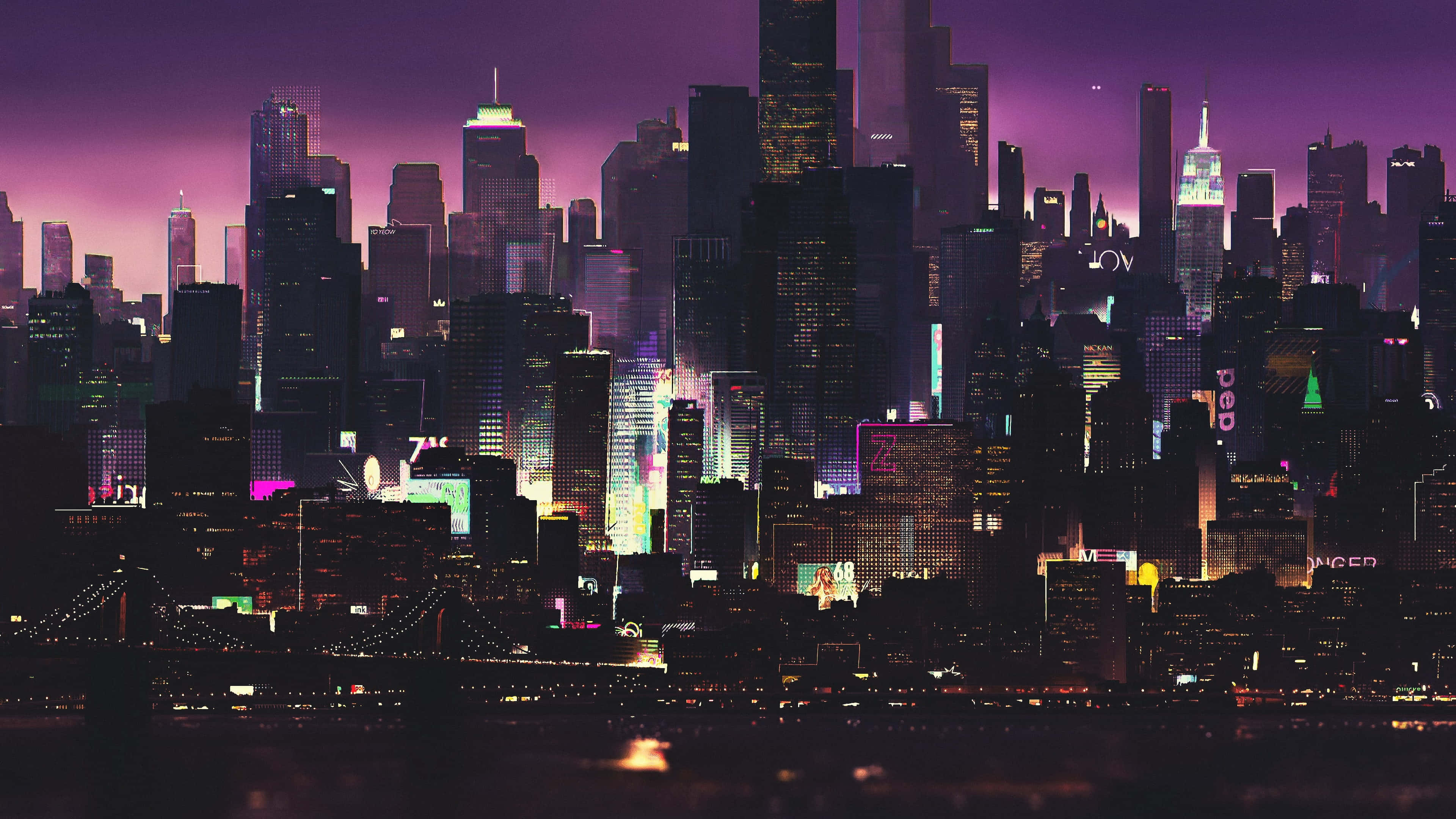 Dystopisk Metropol - Den Fortryllende Udsigt Over Den Mørke By i 4K Wallpapers