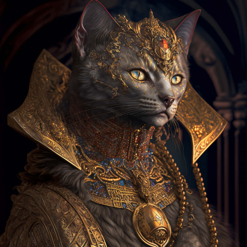 Egyptisk kat med guld smykker billede Wallpapers