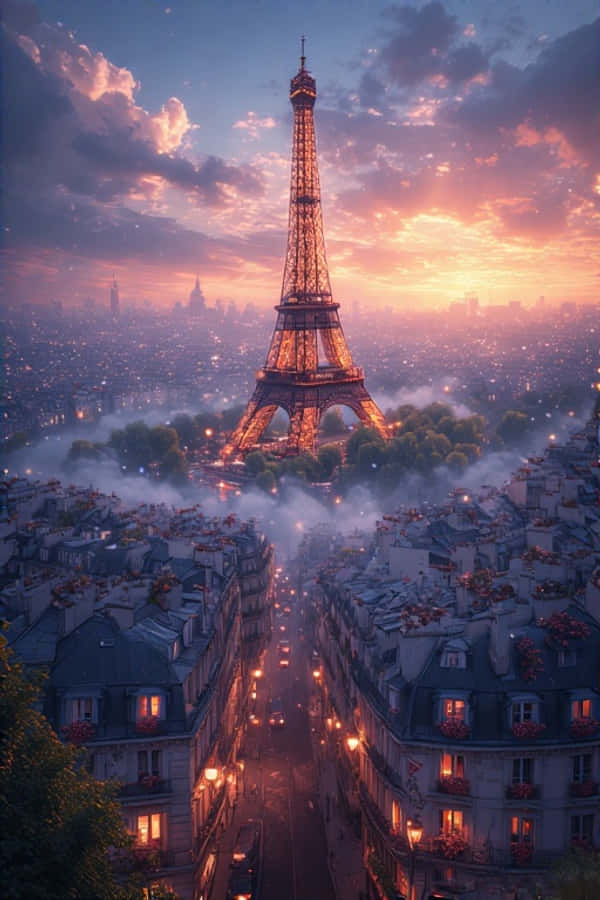 Eiffeltårnet ved solopgang Paris tage 4K Wallpapers