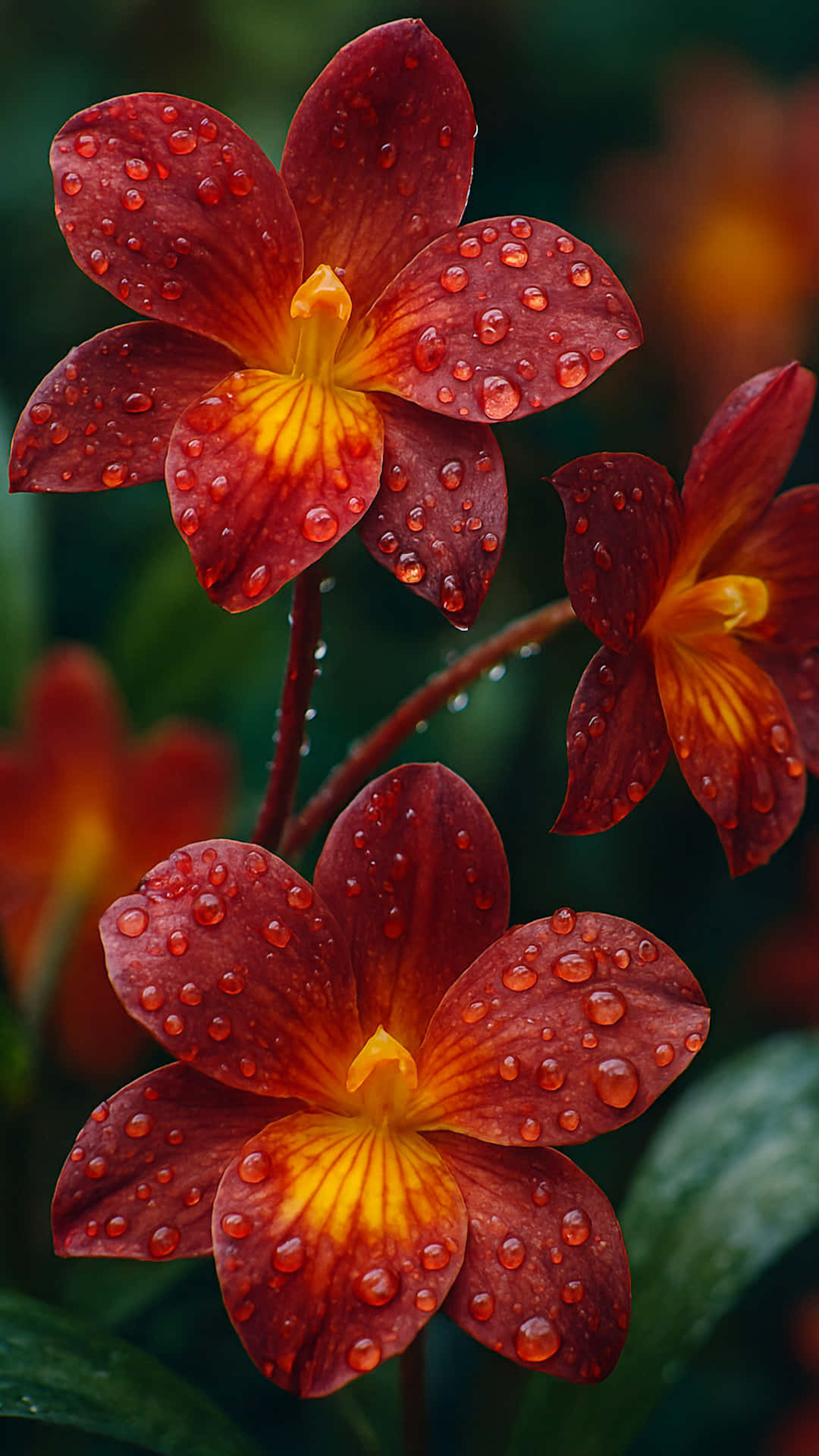 Eksotiske blomster med vanddråber Wallpapers
