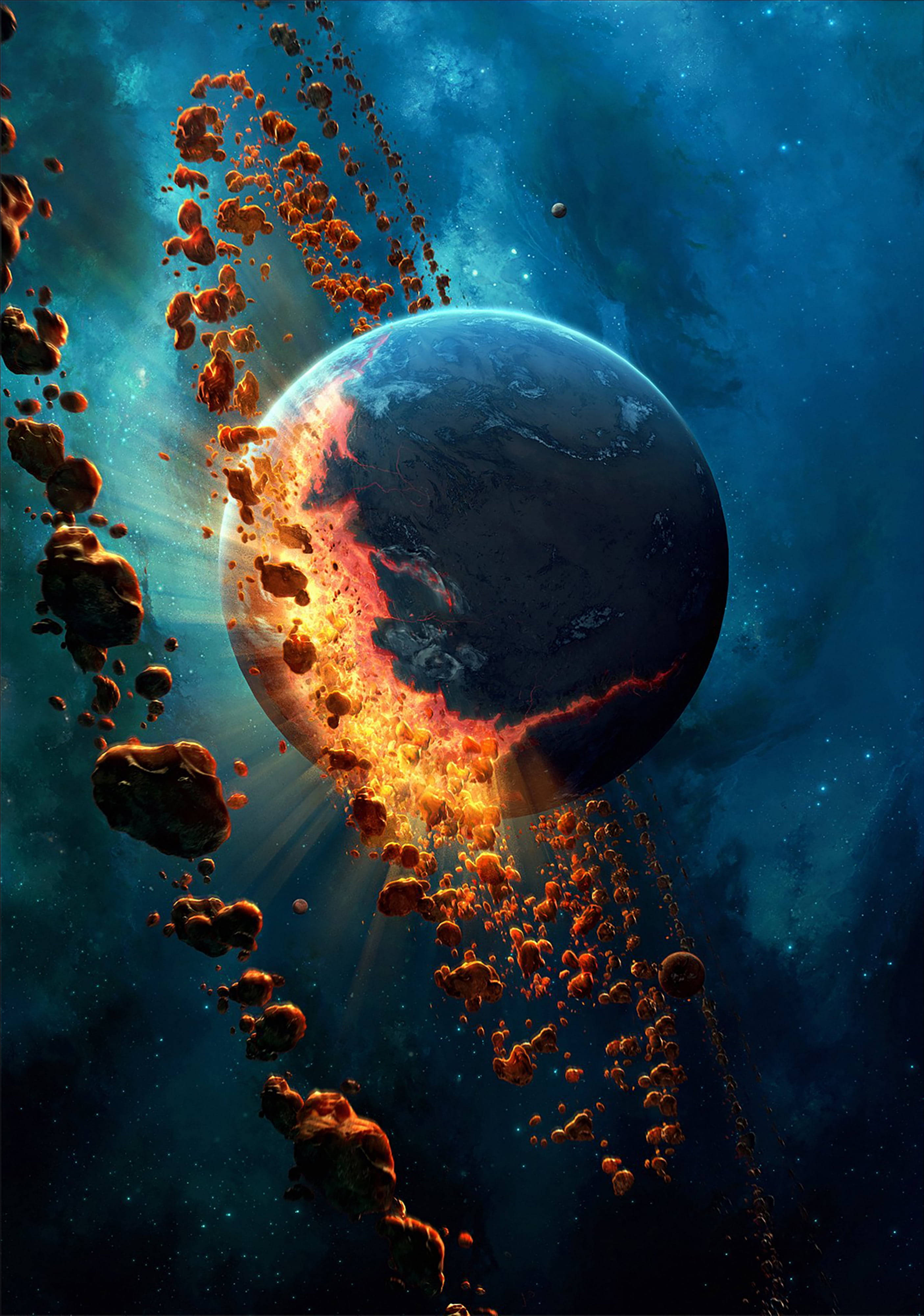 Eksploderende planet i rummet 4K telefon Wallpapers