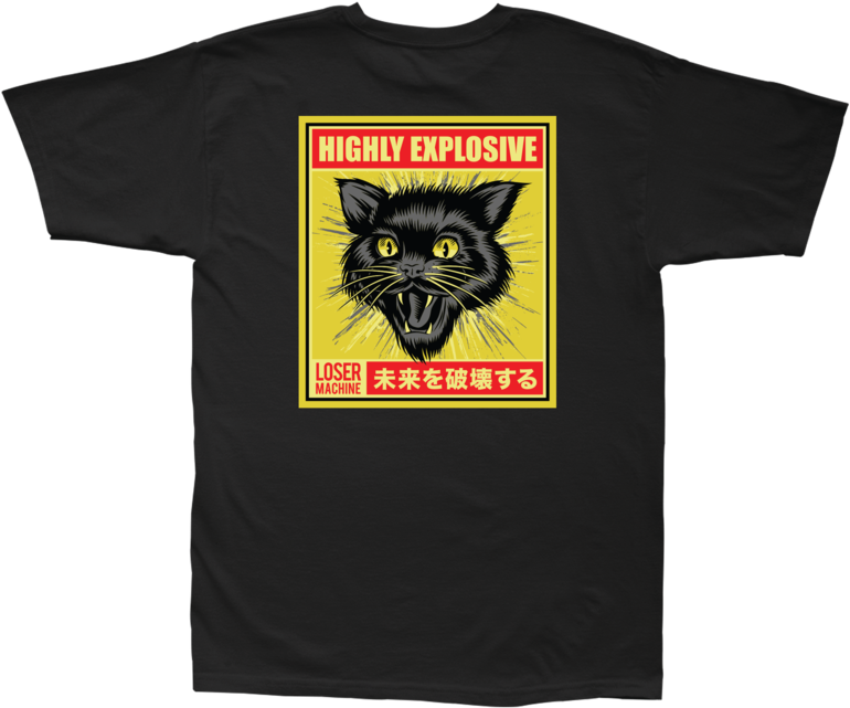 Eksplosivt sort kat T-shirt design Wallpapers