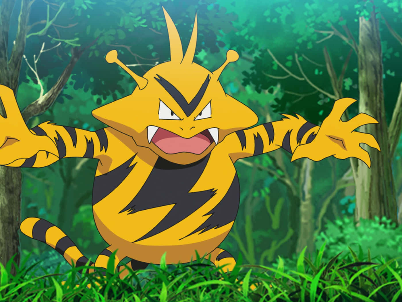 Electabuzz i en skov Wallpapers