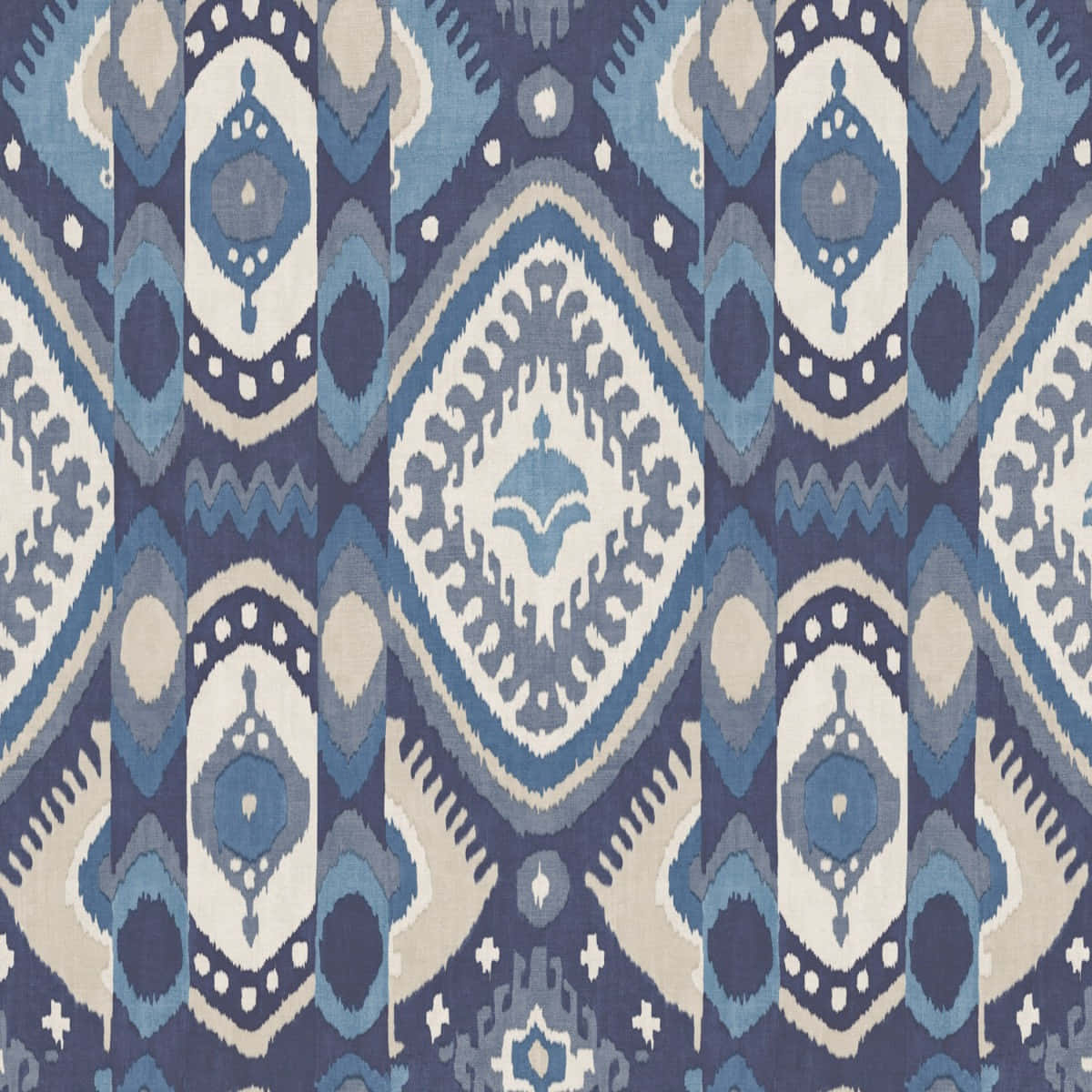 Elegant Blåt Bukhara-inspireret Mønstertapet Wallpapers