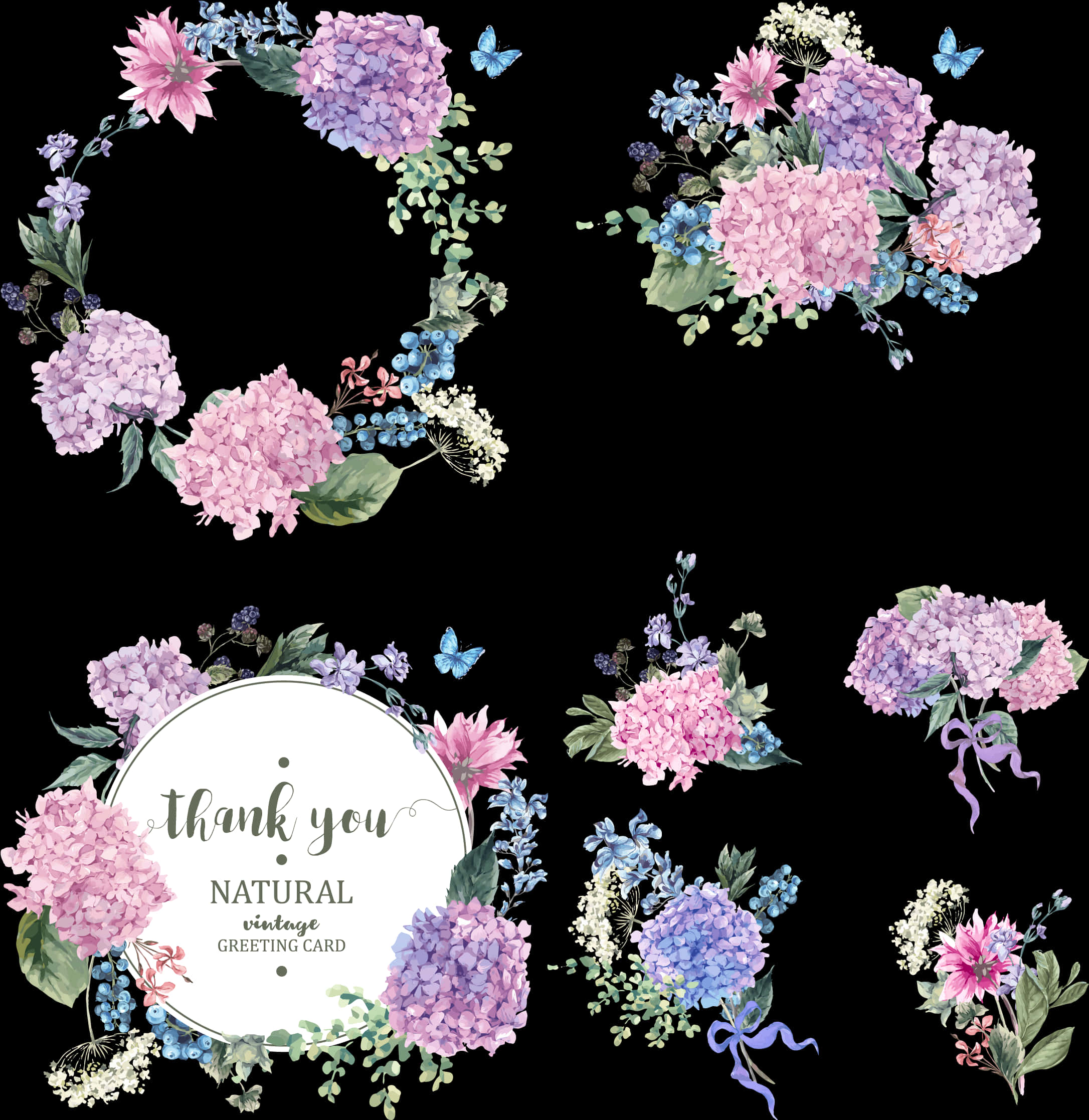 Elegant blomster-takke-kort design Wallpapers