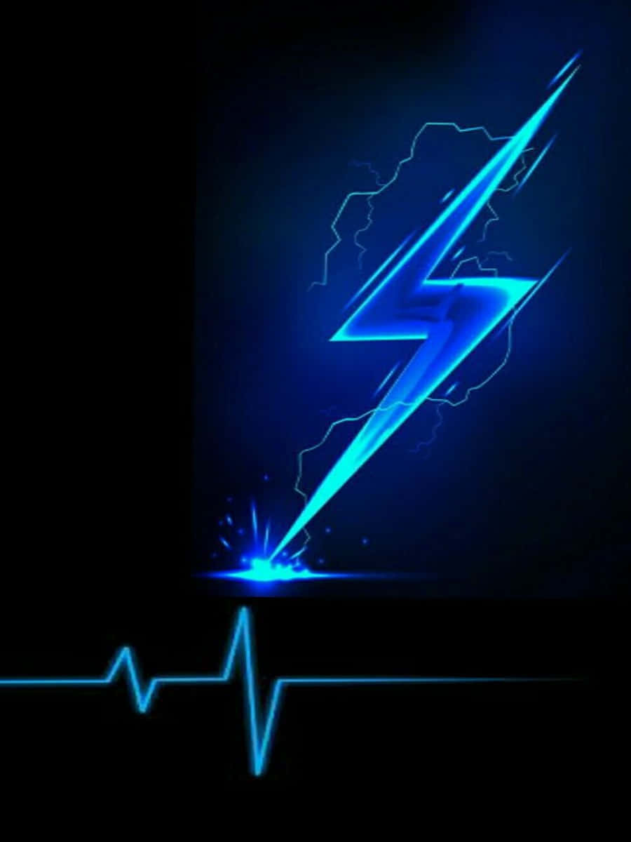 Elektrisk blå neonlyn og puls-logo Wallpapers