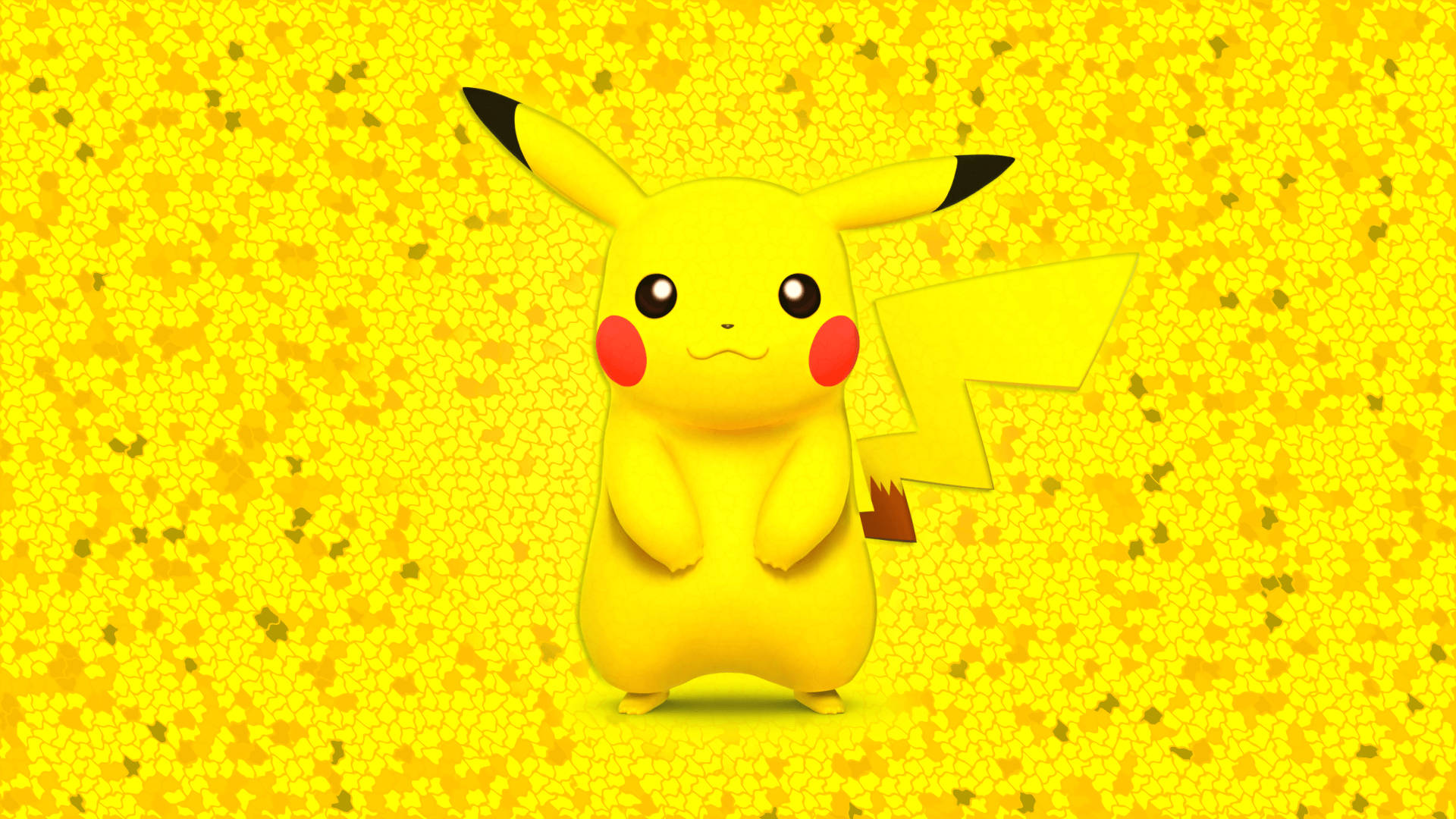 Baggrundsbillede af Pikachu mod en baggrund af gule collageflager. — Pikachu Wallpapers