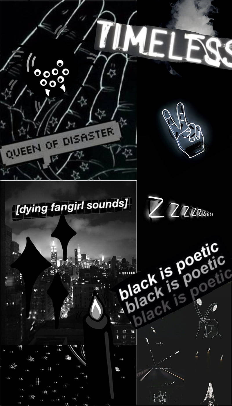 Emo æstetik i sort collage Wallpapers