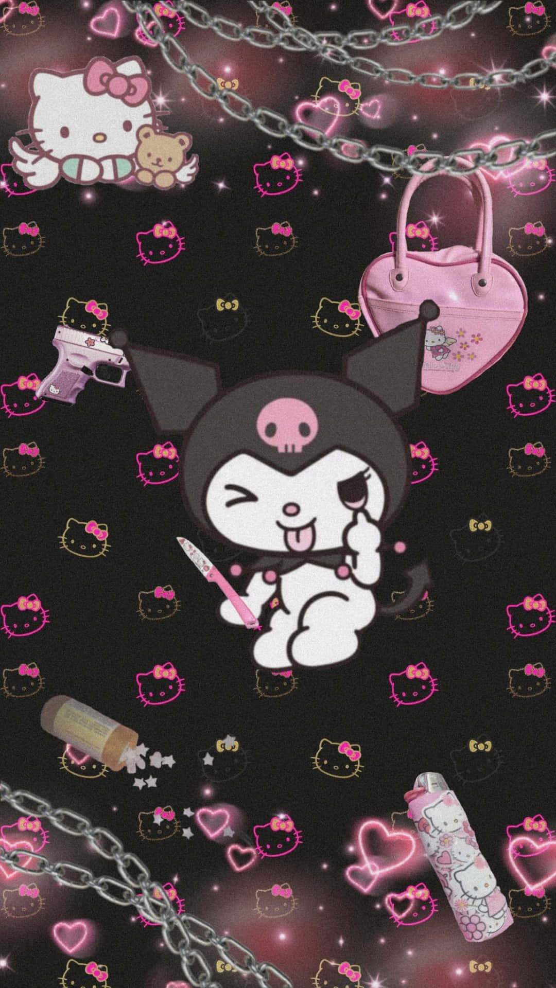 Emo Hello Kitty med Kuromi Wallpapers
