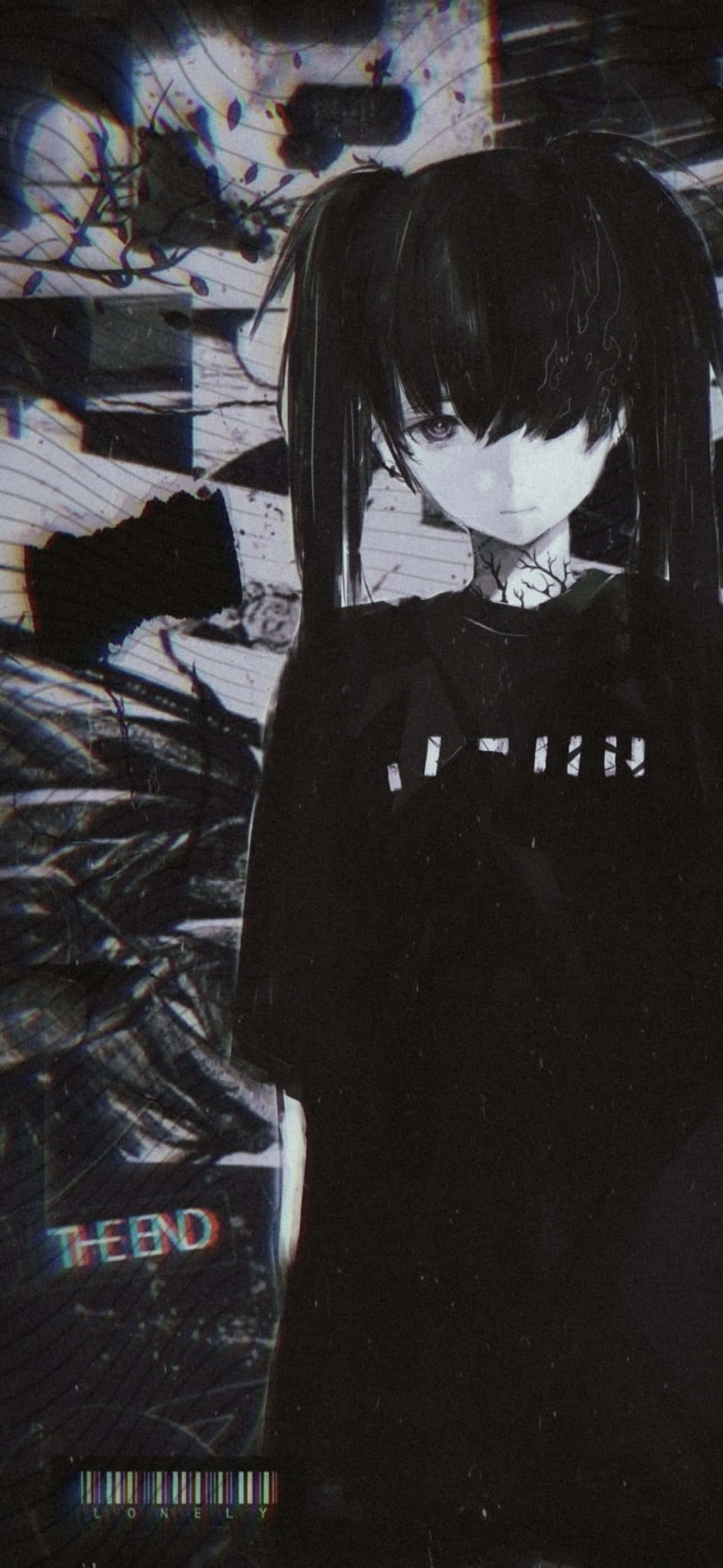 Emo iPhone Anime-pige i sort Wallpapers