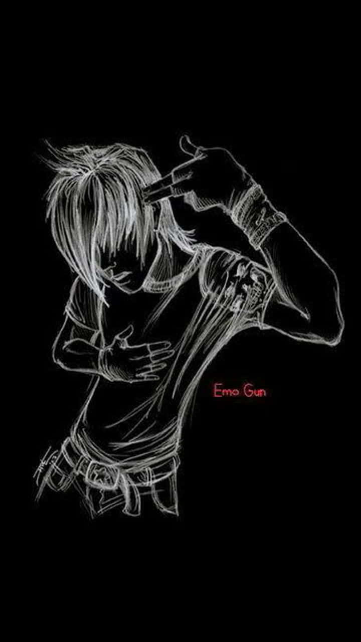 Emo iPhone med dreng på sort baggrund Wallpapers