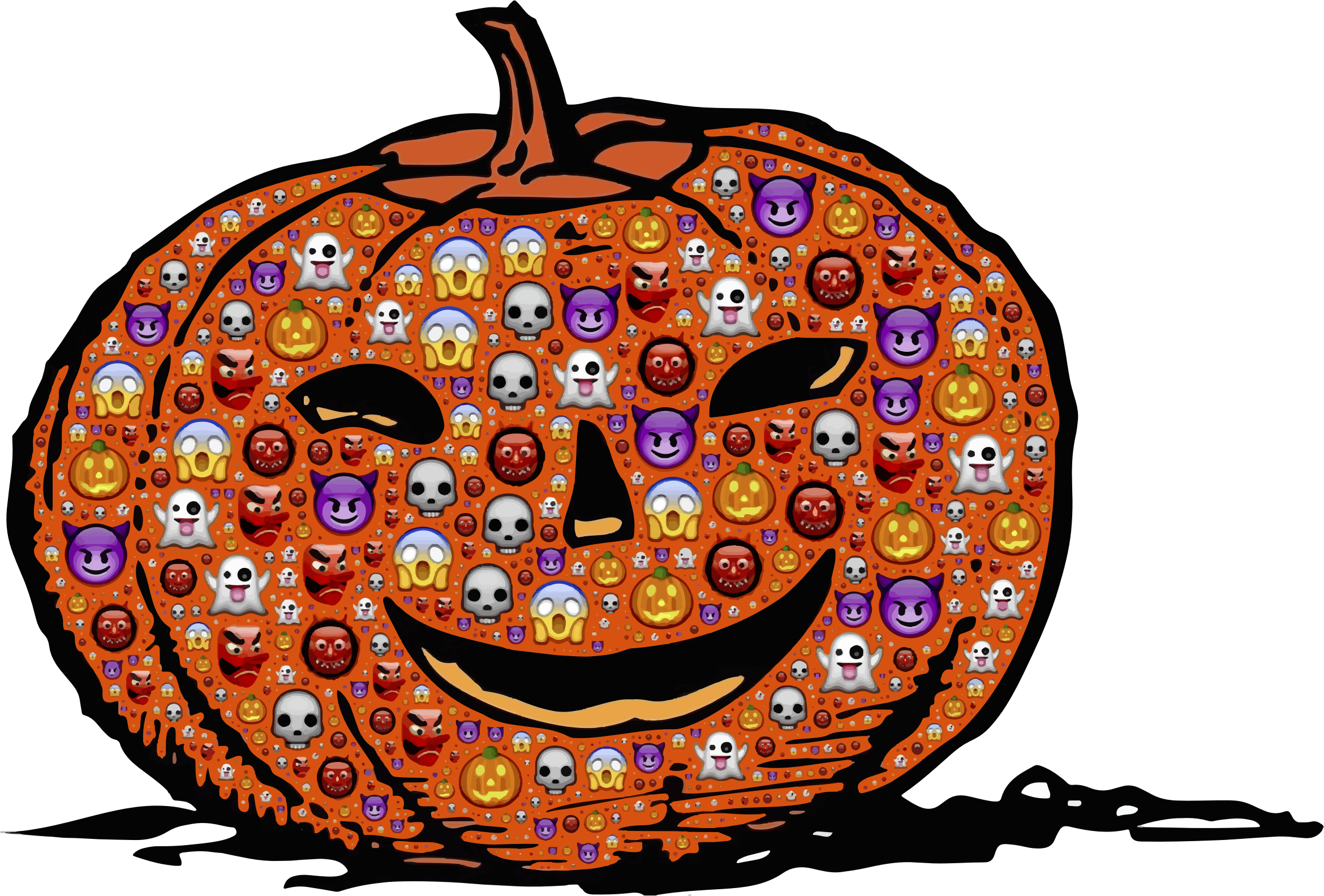 Emoji-mønstret Halloween-græskar.PNG Wallpapers