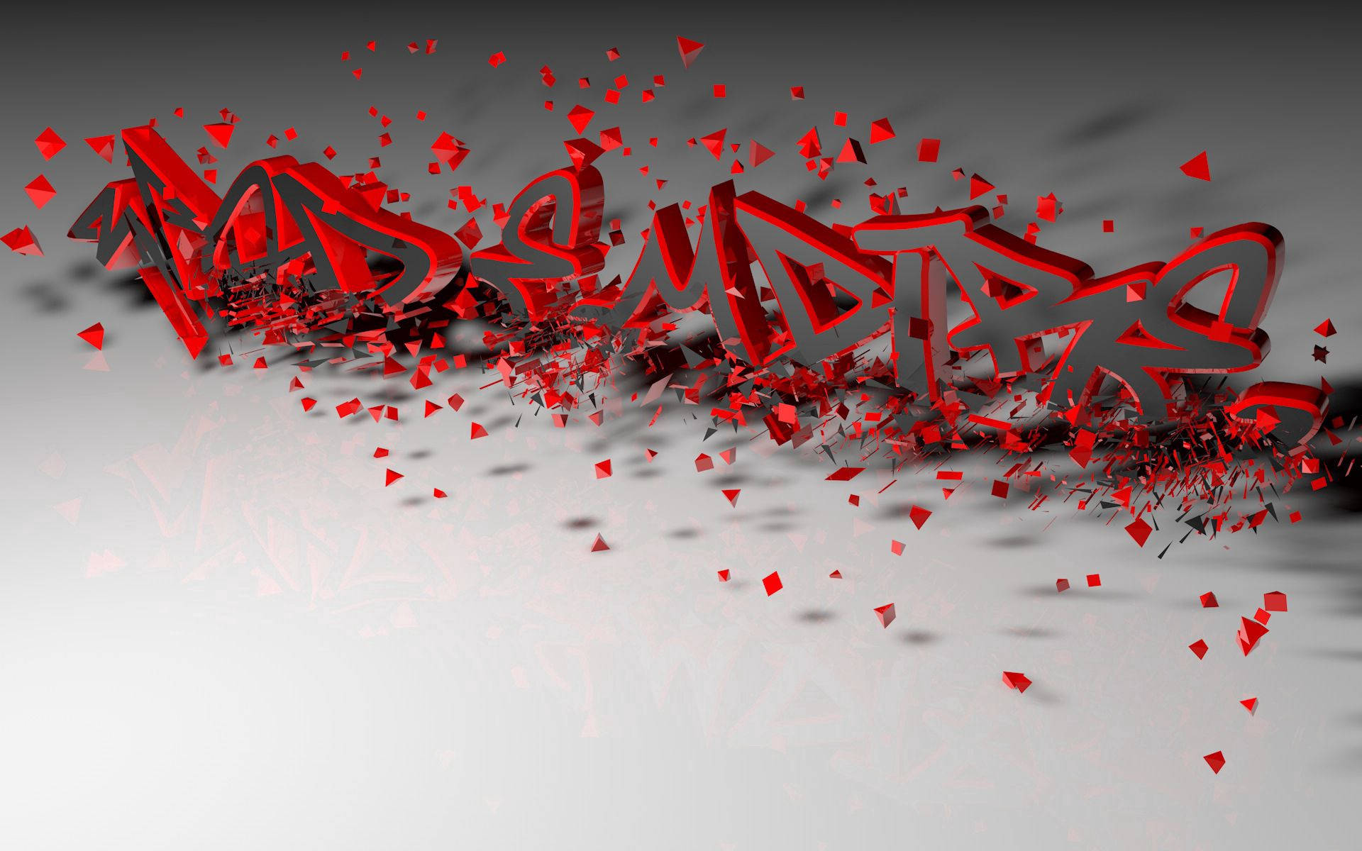 En 3D rød og grå bogstavkontur Wallpapers