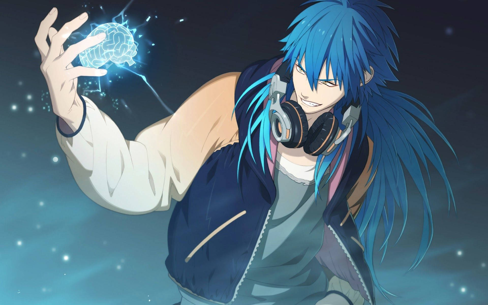 En anime-dreng, der lytter til sine yndlingsmelodier Wallpapers