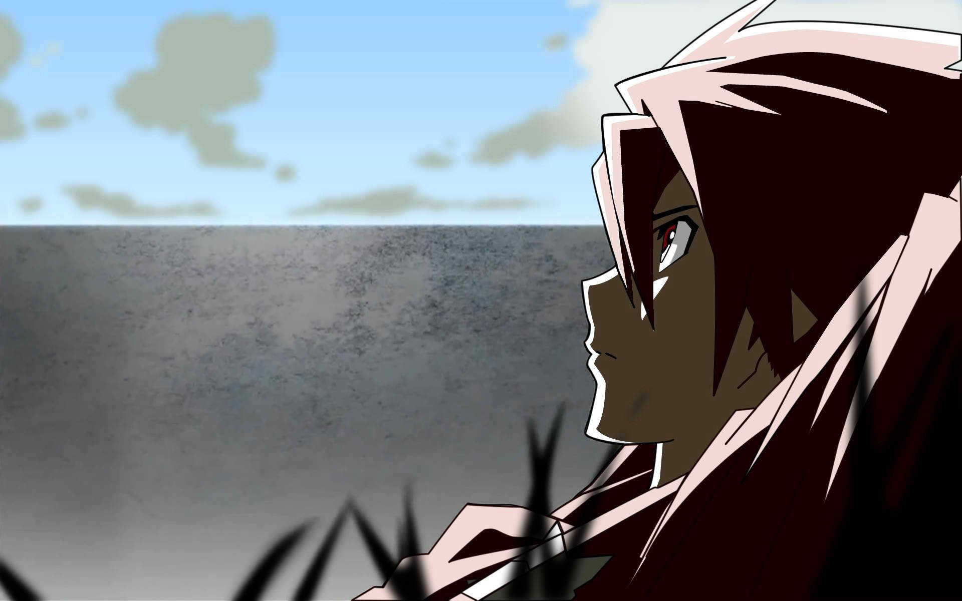 En anime-pige, der ligger i græsset Wallpapers