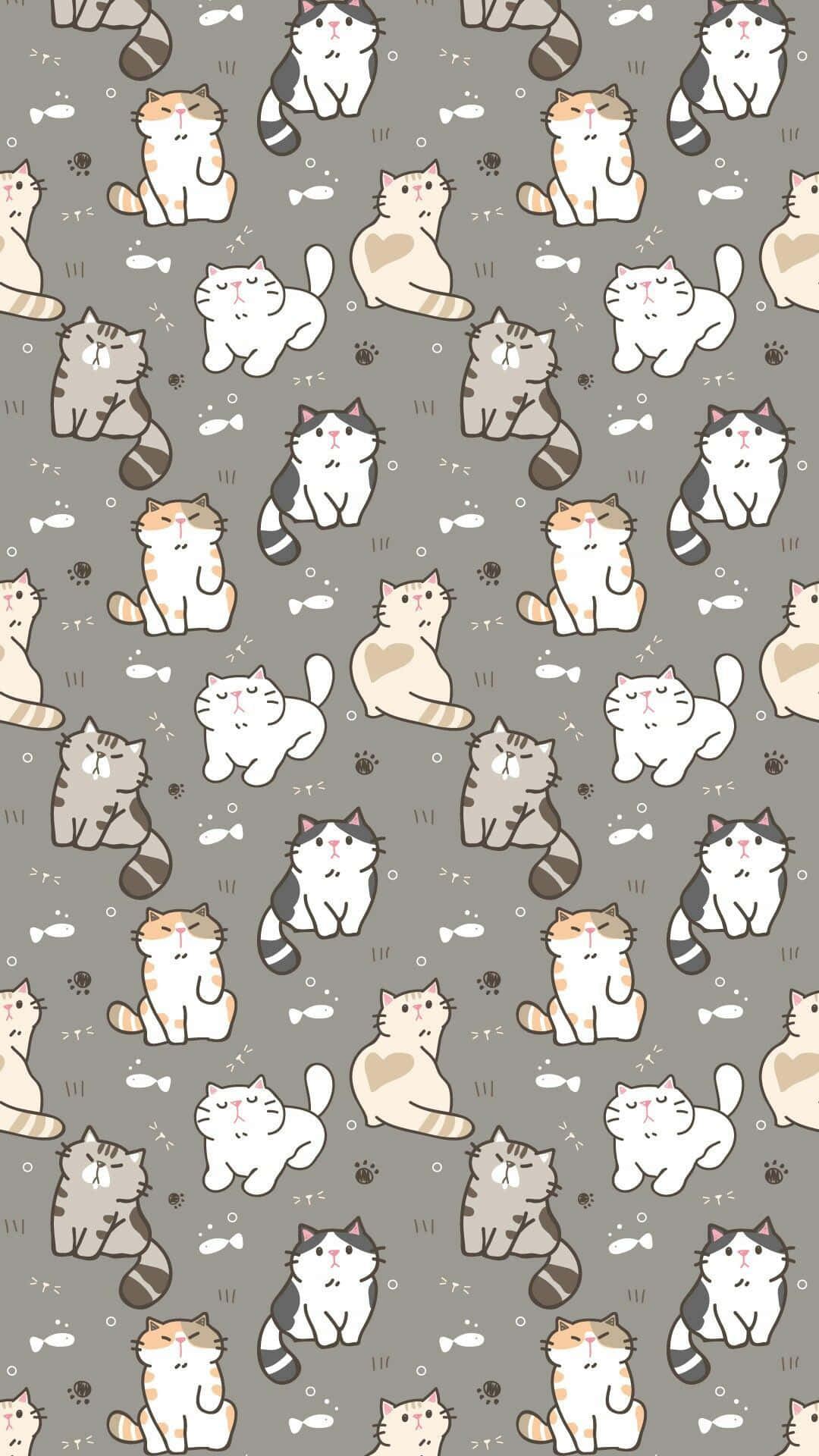 En baggrund fyldt med søde katte mønstre, der lysner din dag! Wallpapers