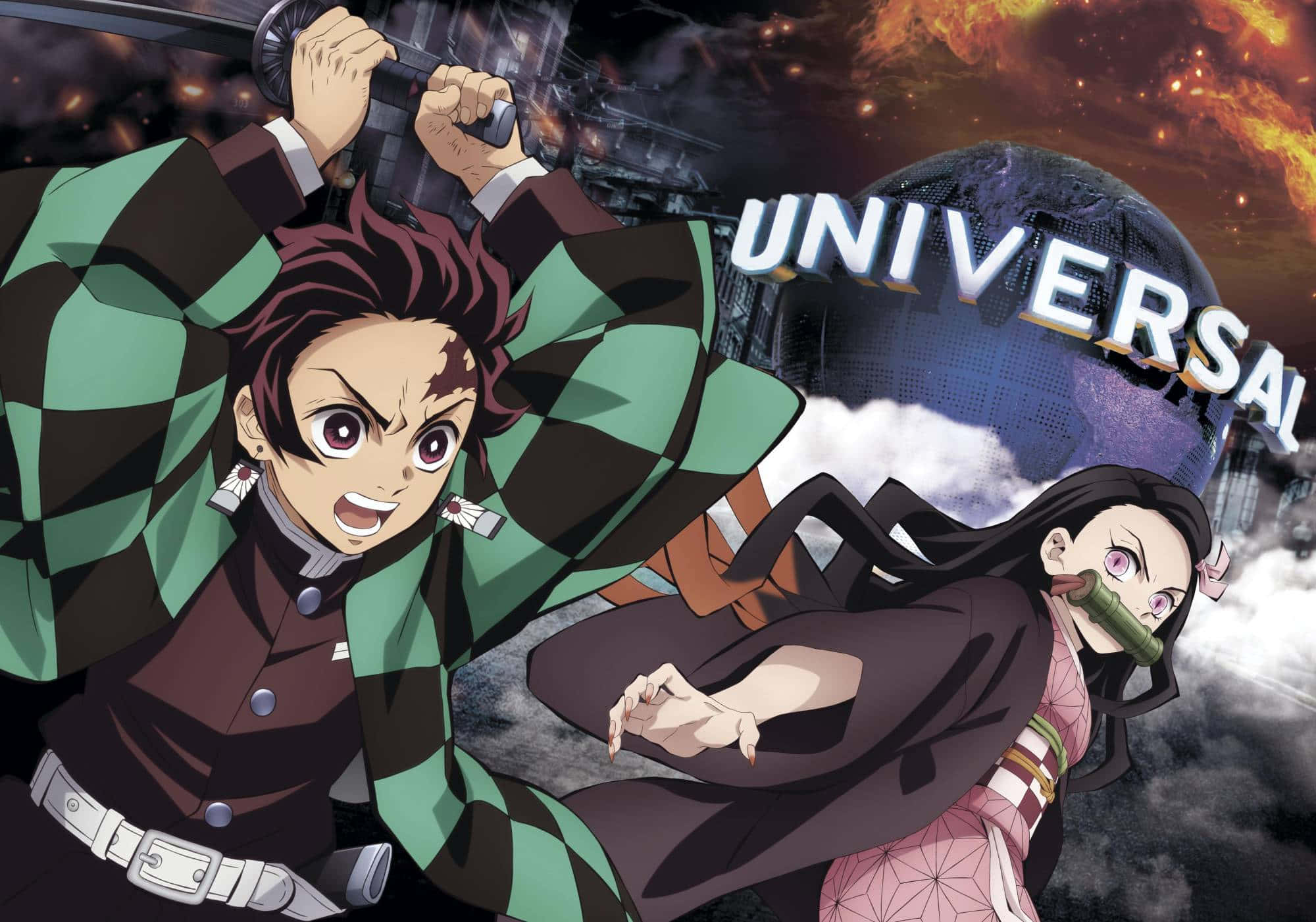 En beslutsom Tanjiro Kamado fra Demon Slayer gør sig klar til kamp Wallpapers