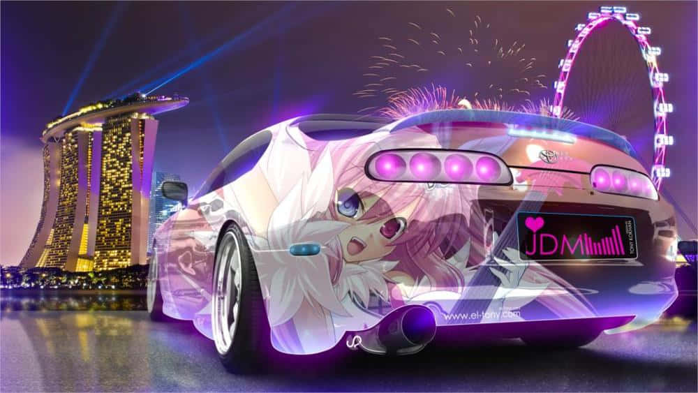 en bil med lyserød og lilla lakering Wallpapers