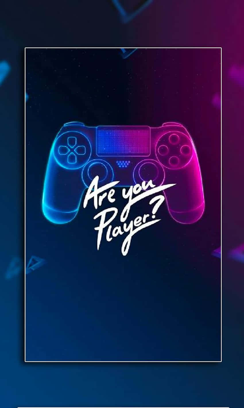 En blå og lilla PS4-controller med teksten 'Are You a Player?' Wallpapers