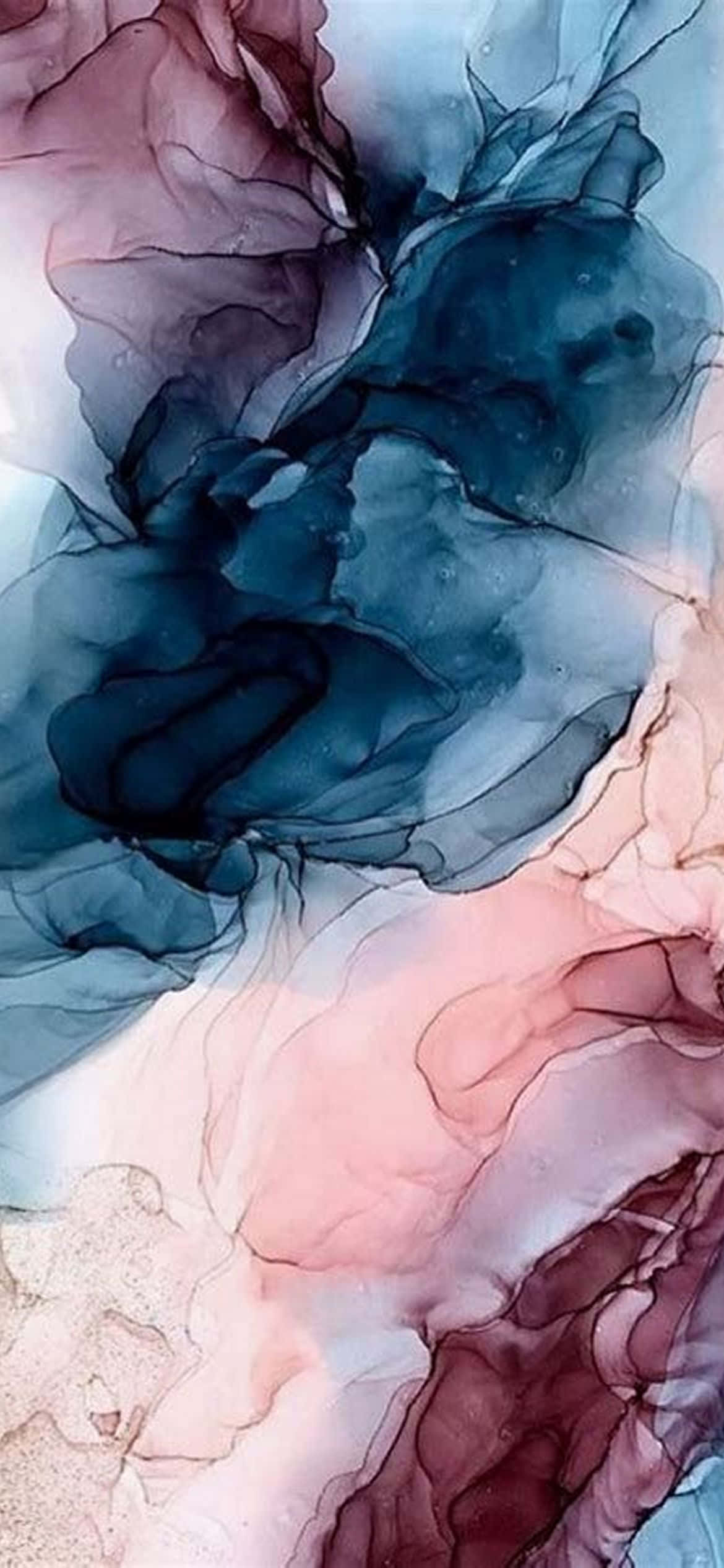 en blå og pink akvarelmaleri på en væg Wallpapers