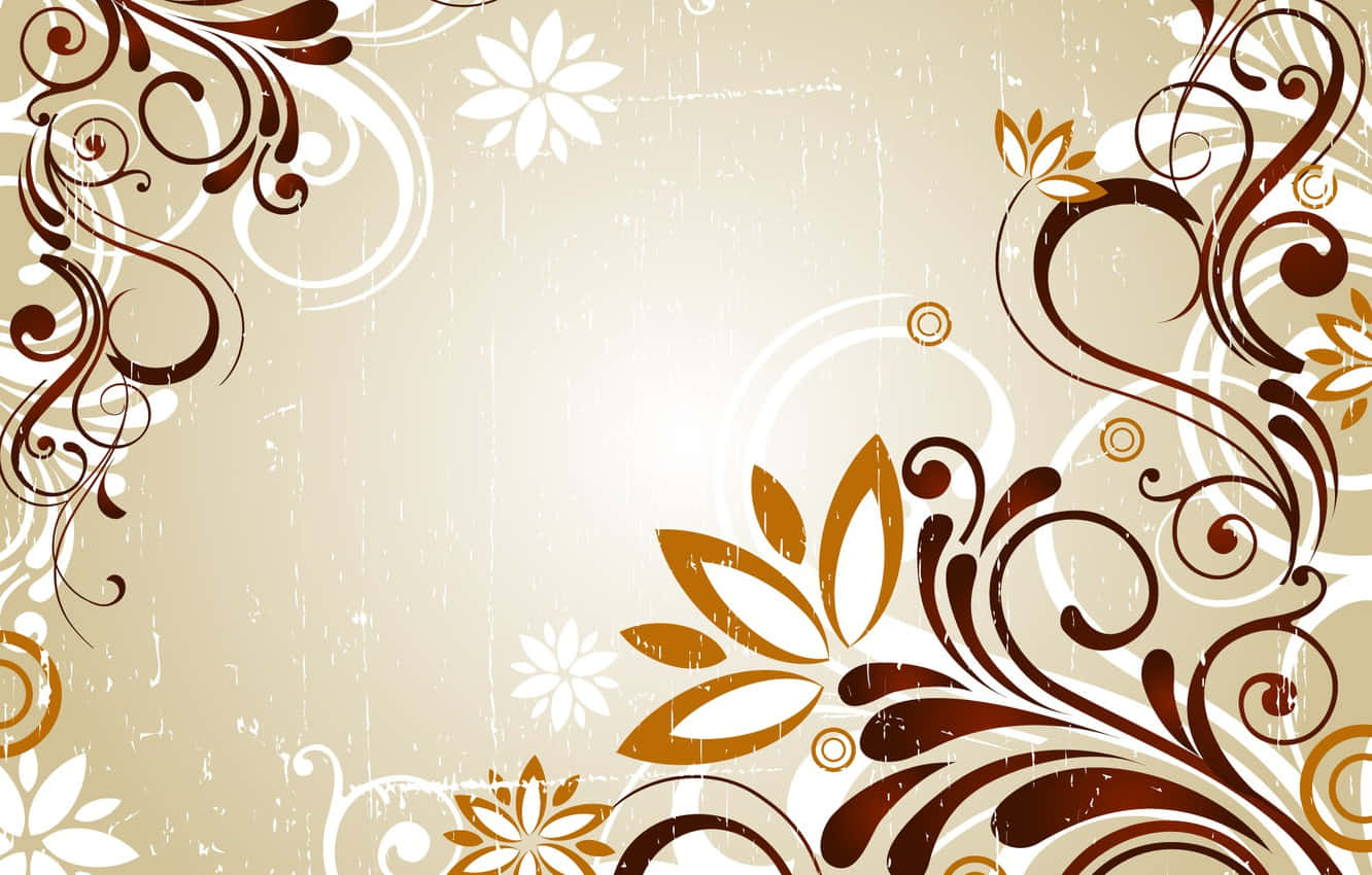en brun og hvid blomsterbaggrund med blomster Wallpapers