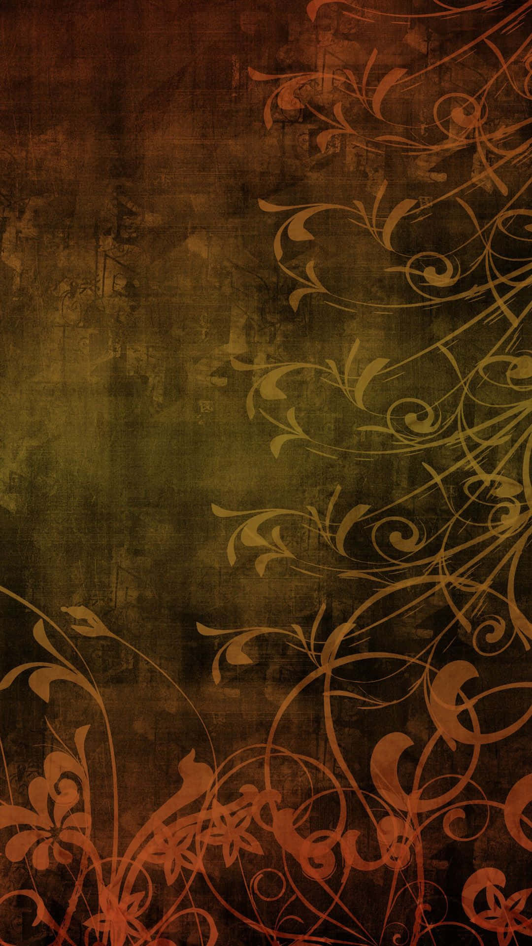 en brun og orange baggrund med et blomstermønster Wallpapers
