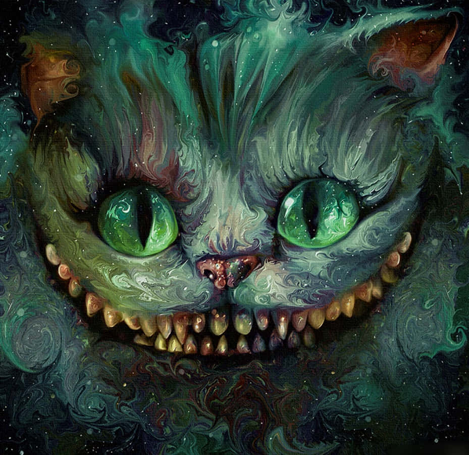 En Cheshire-kat stirrer med store øjne Wallpapers